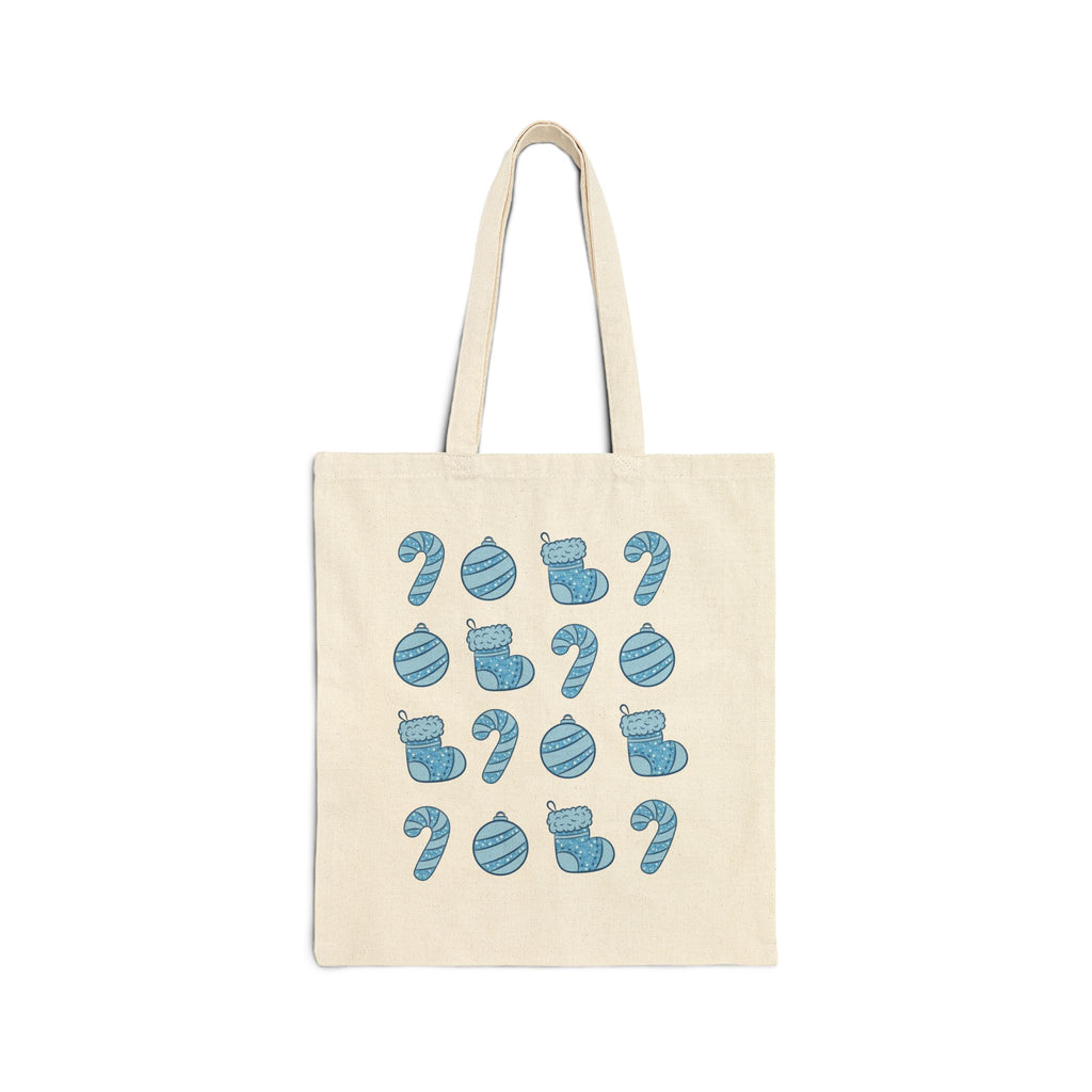 Glittery Blue Holiday Pattern Tote Bag
