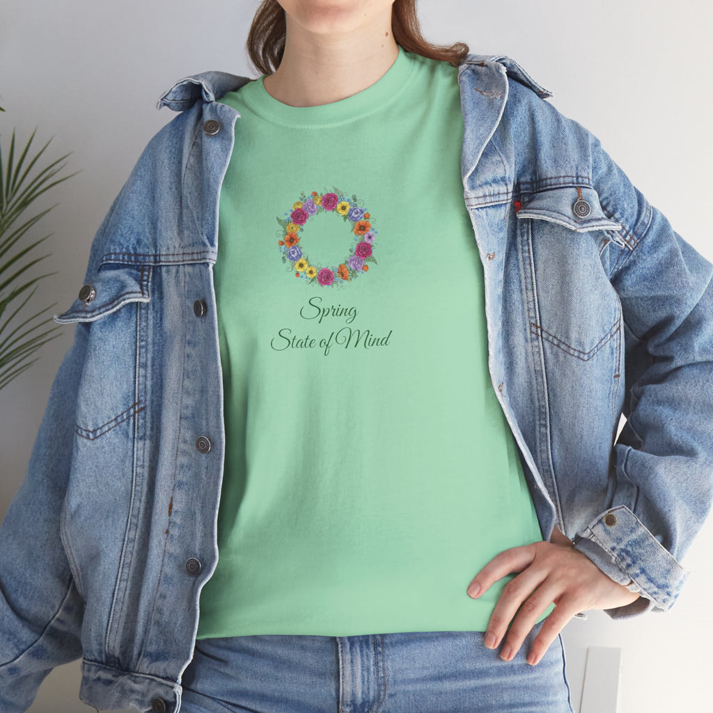 ''Spring State of Mind'' T-Shirt - Floral Wreath Spring Tee