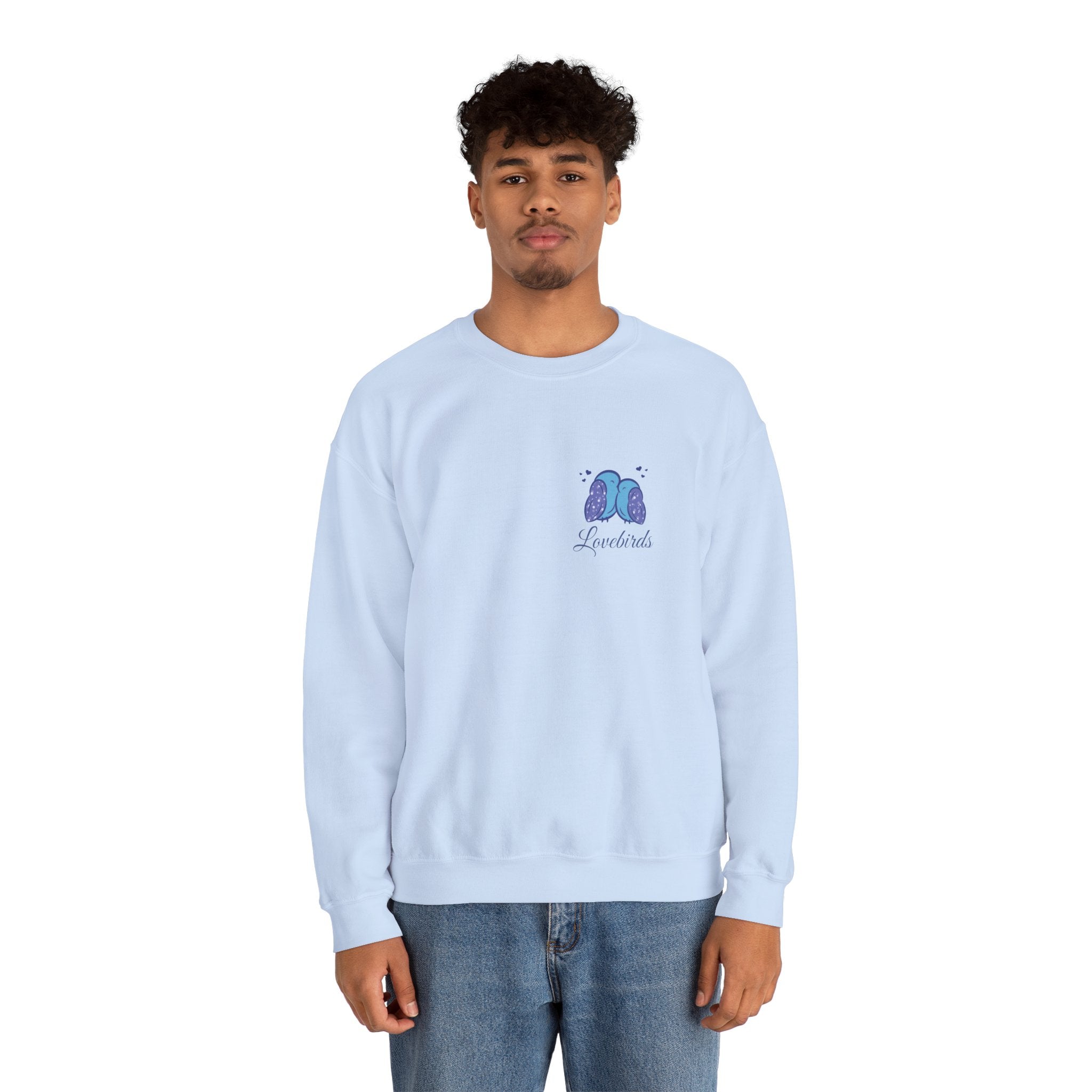 ''Lovebirds'' Sweatshirt — Cute Blue Lovebirds Crewneck Sweatshirt