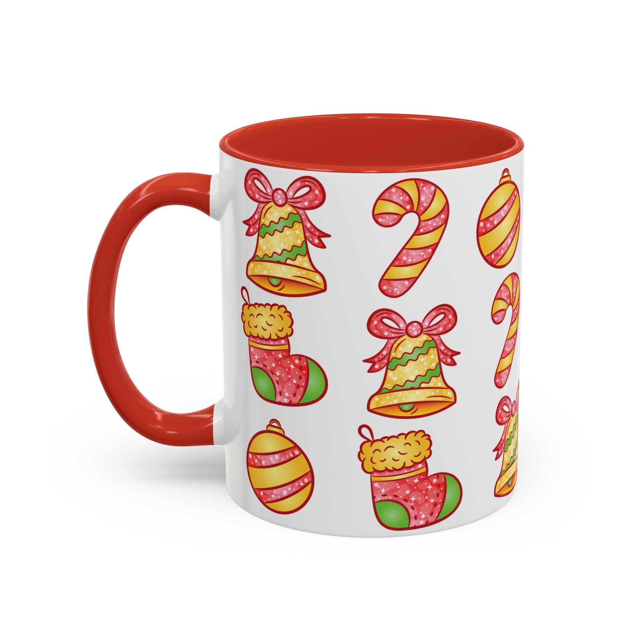 Christmas Pattern Accent Coffee Mug  (11/15oz)
