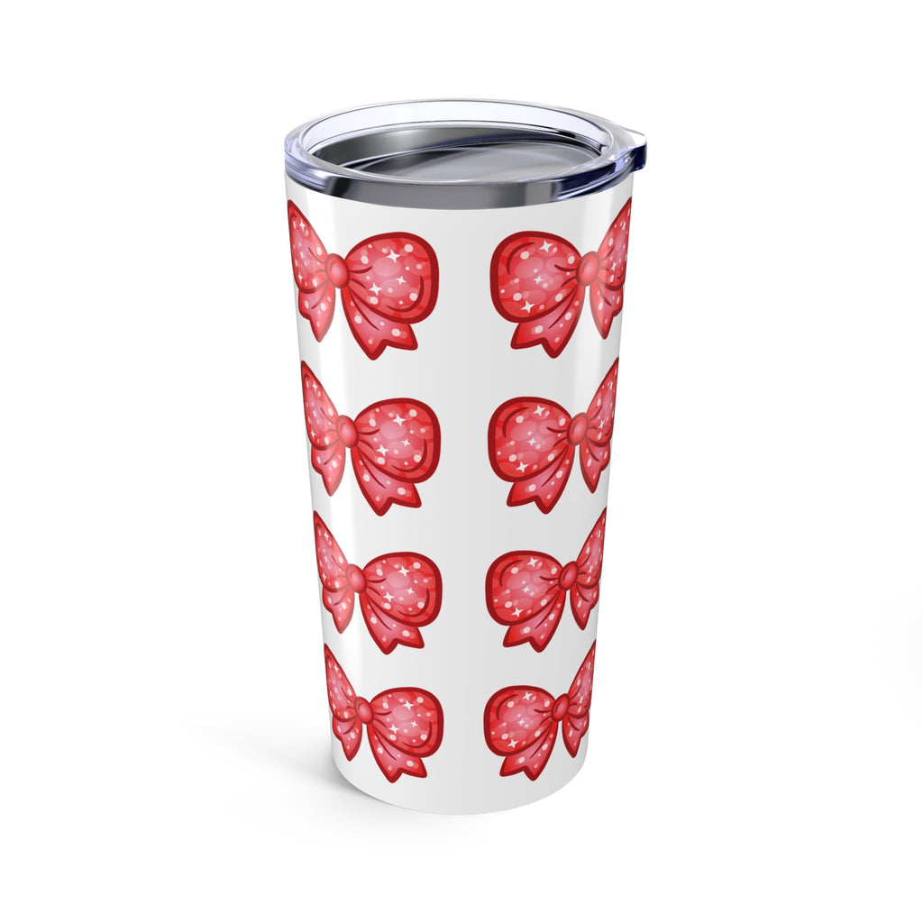 Glittery Red Bow Pattern Tumbler