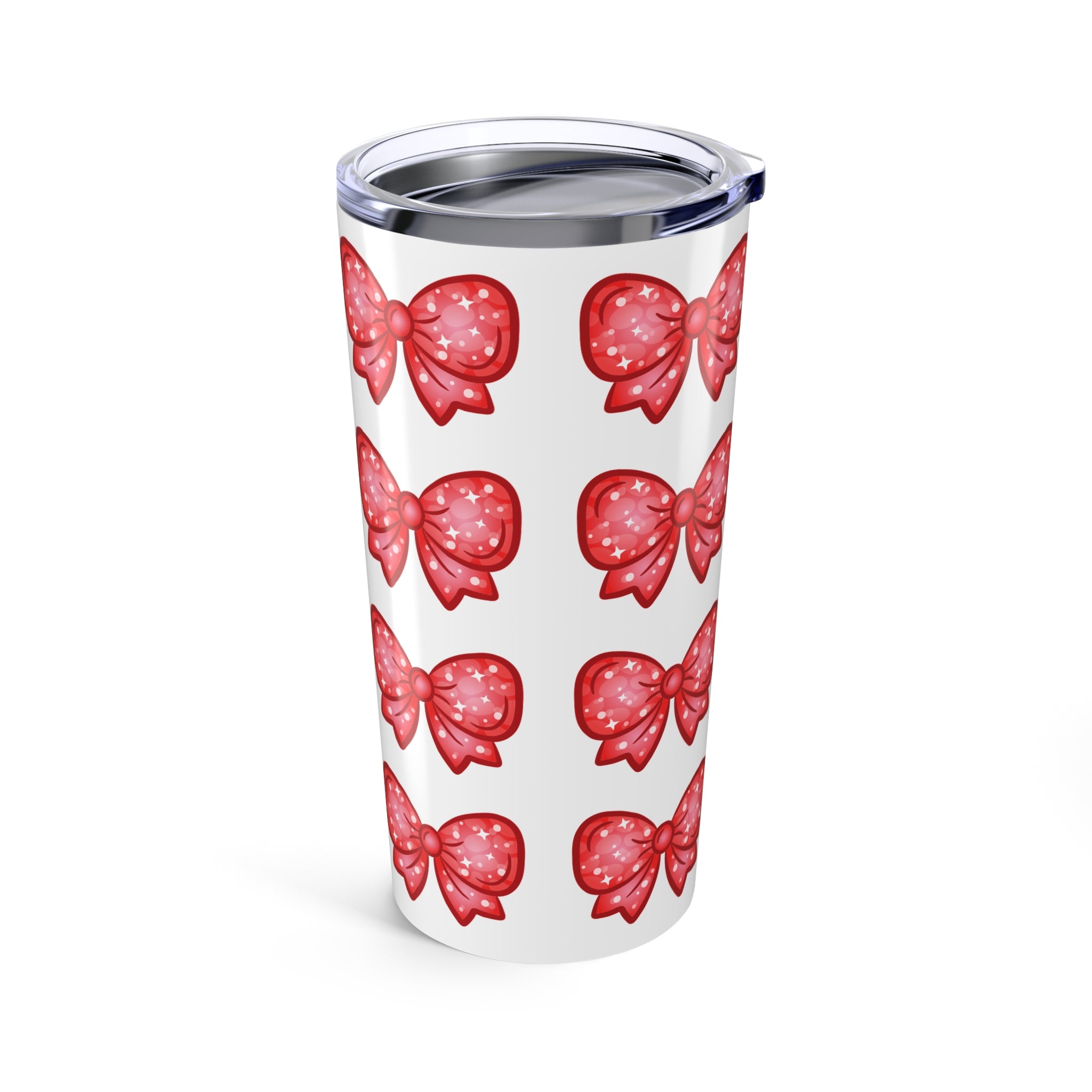 Glittery Red Bow Pattern Tumbler