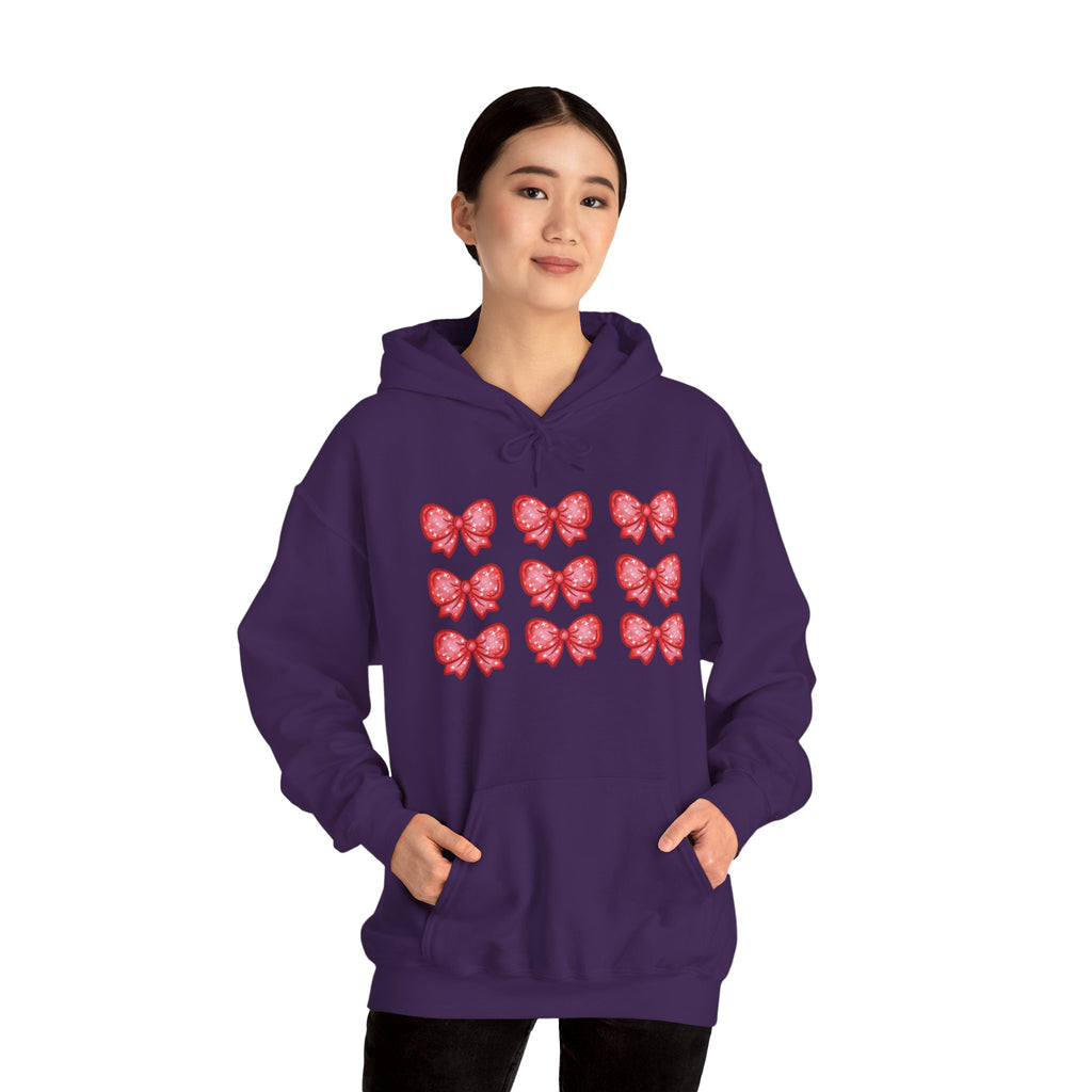 Glittery Red Bow Pattern Hoodie