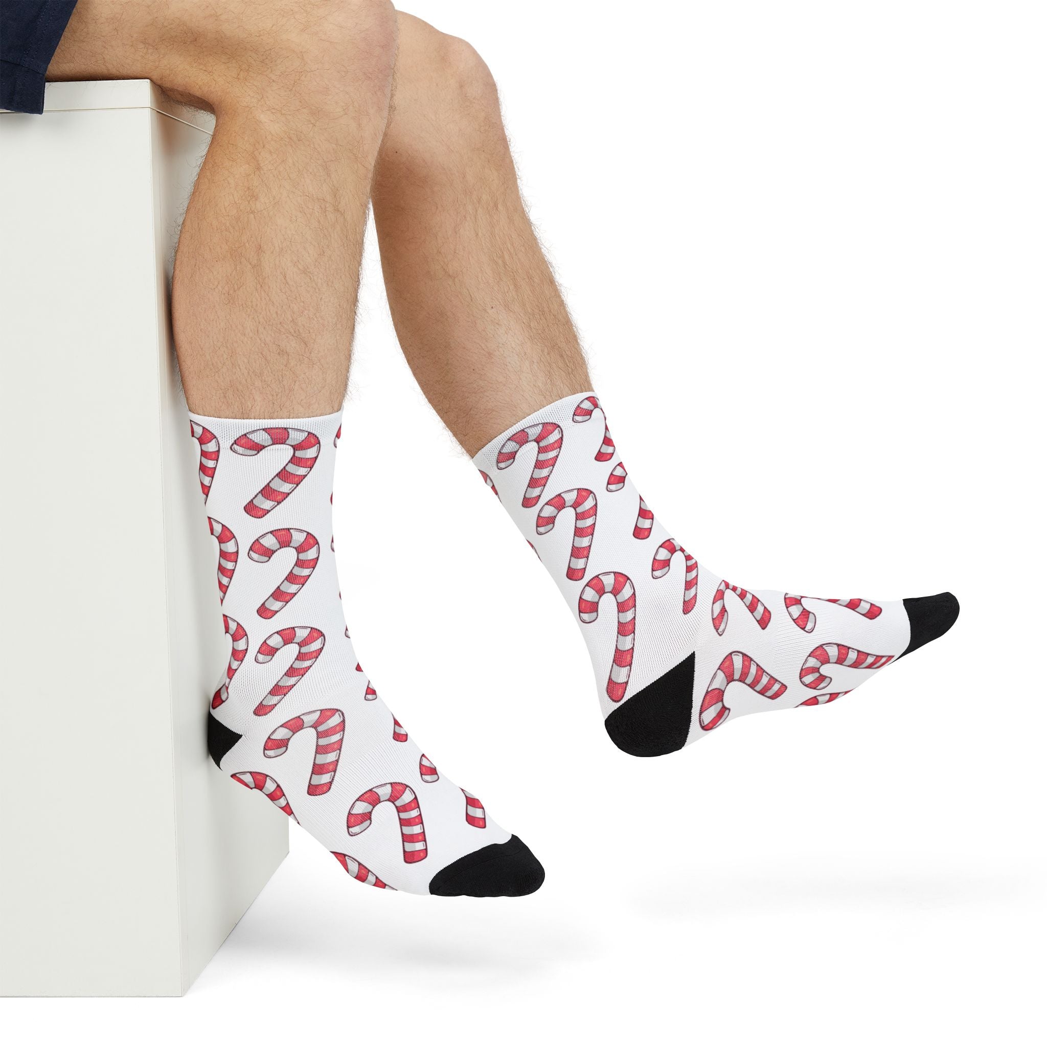 Candy Cane Pattern Sublimation Crew Socks