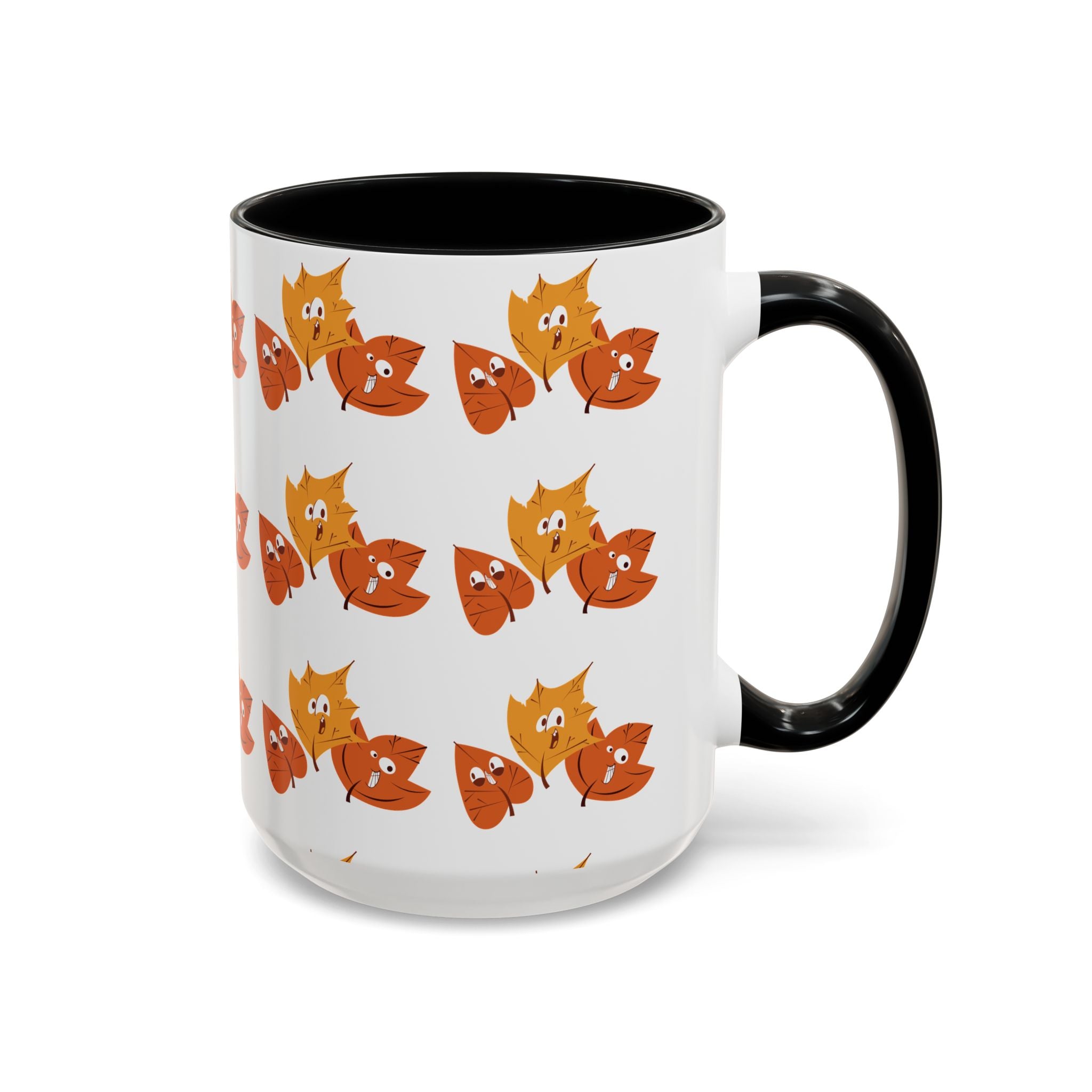 Smiley Autumn Leaves Accent Coffee Mug (11, 15oz)