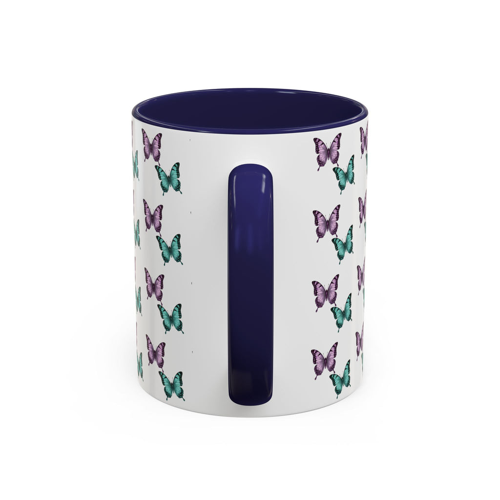 Butterfly Pattern Coffee Mug —  Purple & Turquoise Spring Ceramic Mug (11/15oz)