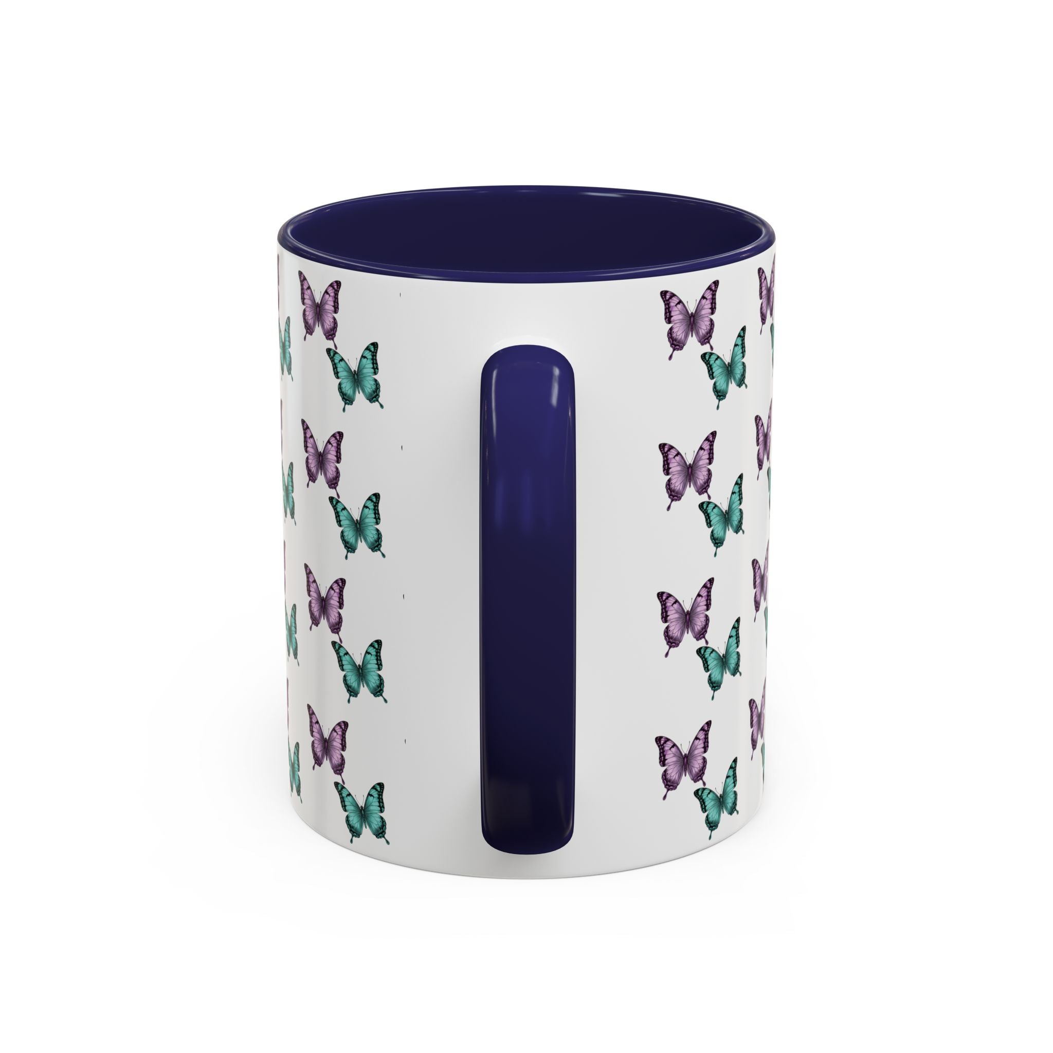 Butterfly Pattern Coffee Mug —  Purple & Turquoise Spring Ceramic Mug (11/15oz)