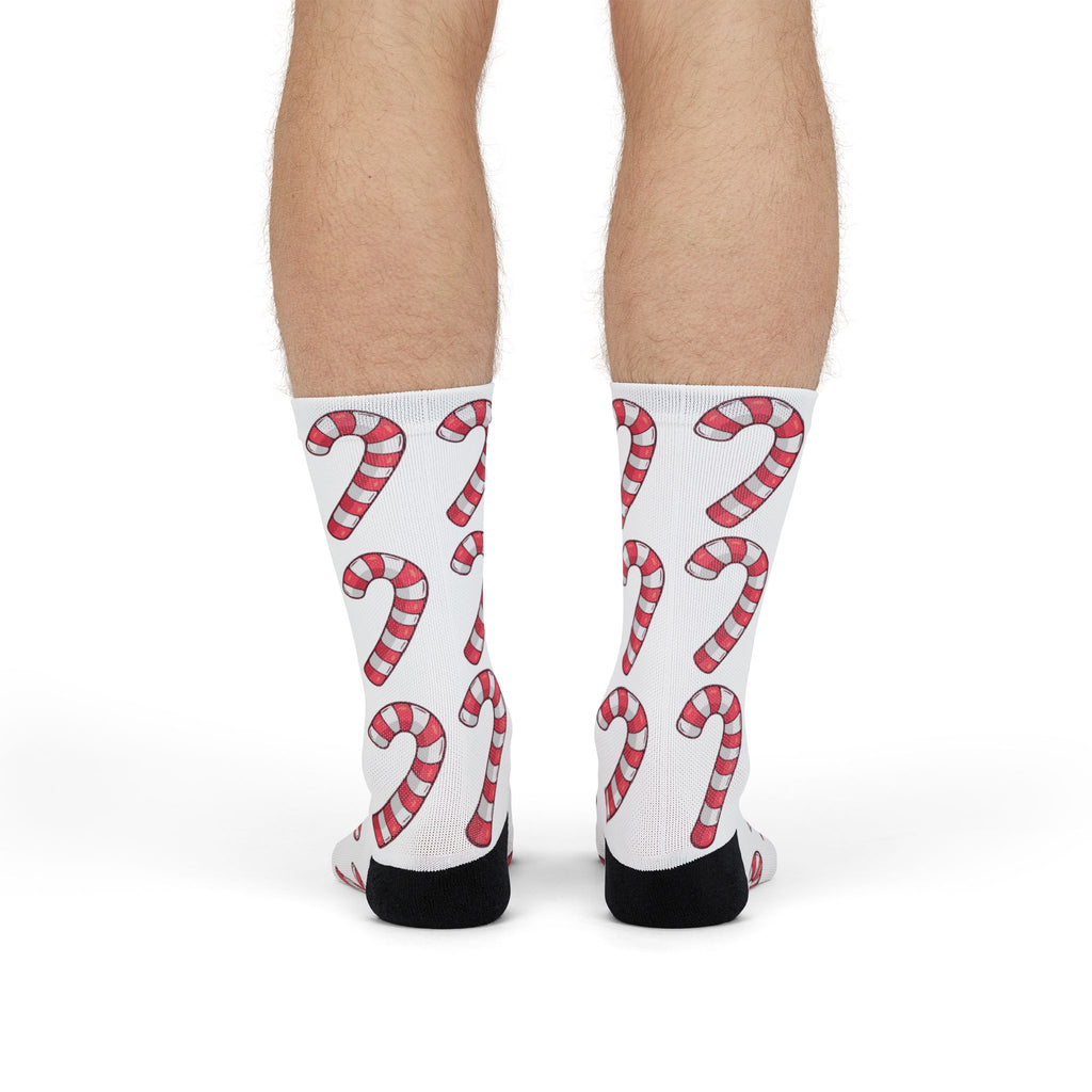 Candy Cane Pattern Sublimation Crew Socks
