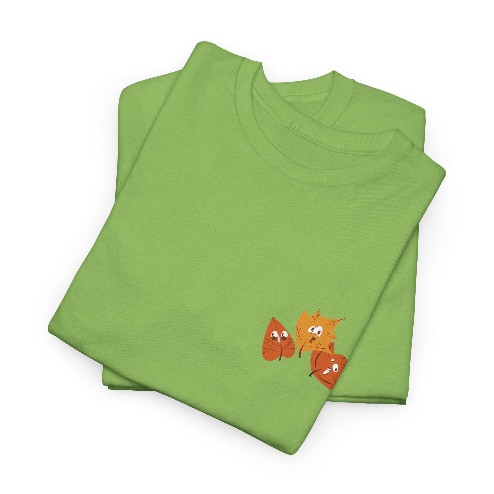 Smiley Autumn Leaves Unisex Heavy Cotton Tee