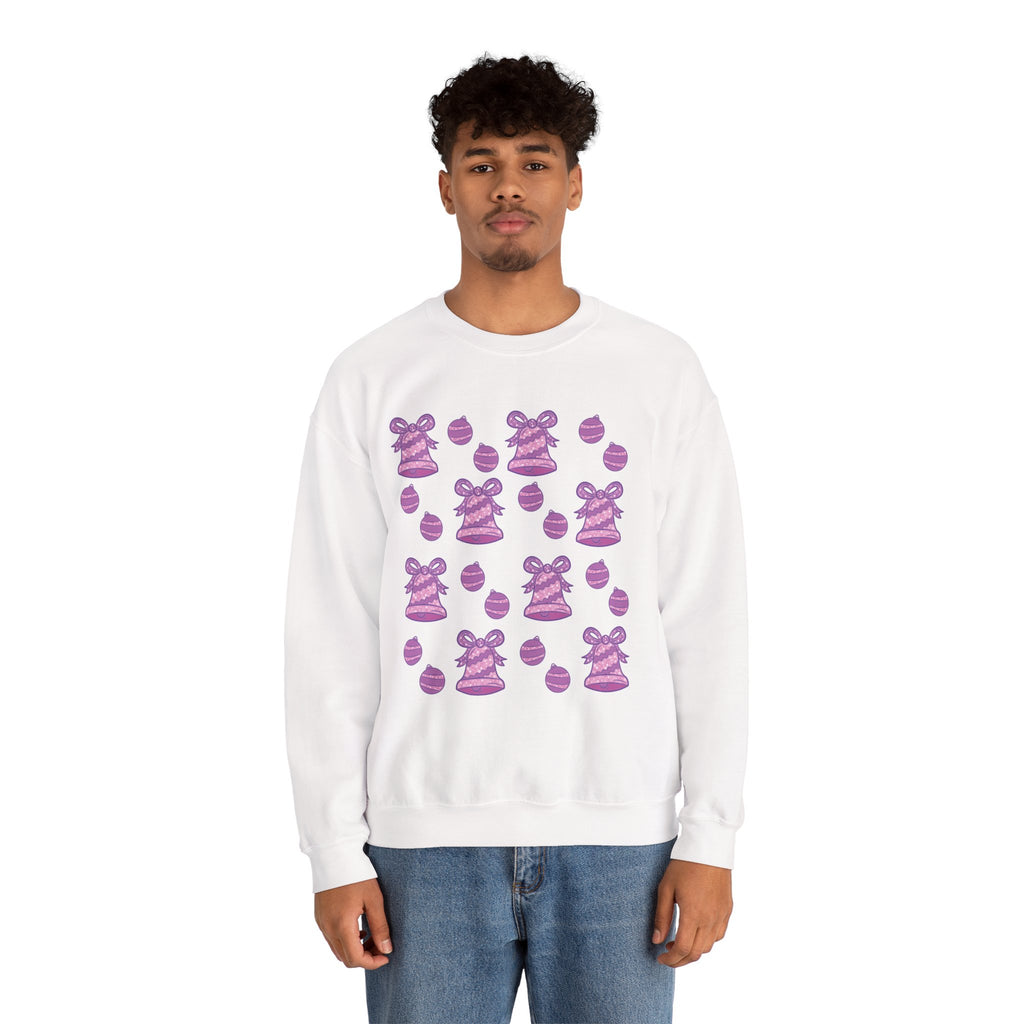 Glittery Purple-Pink Holiday Pattern Crewneck Sweatshirt