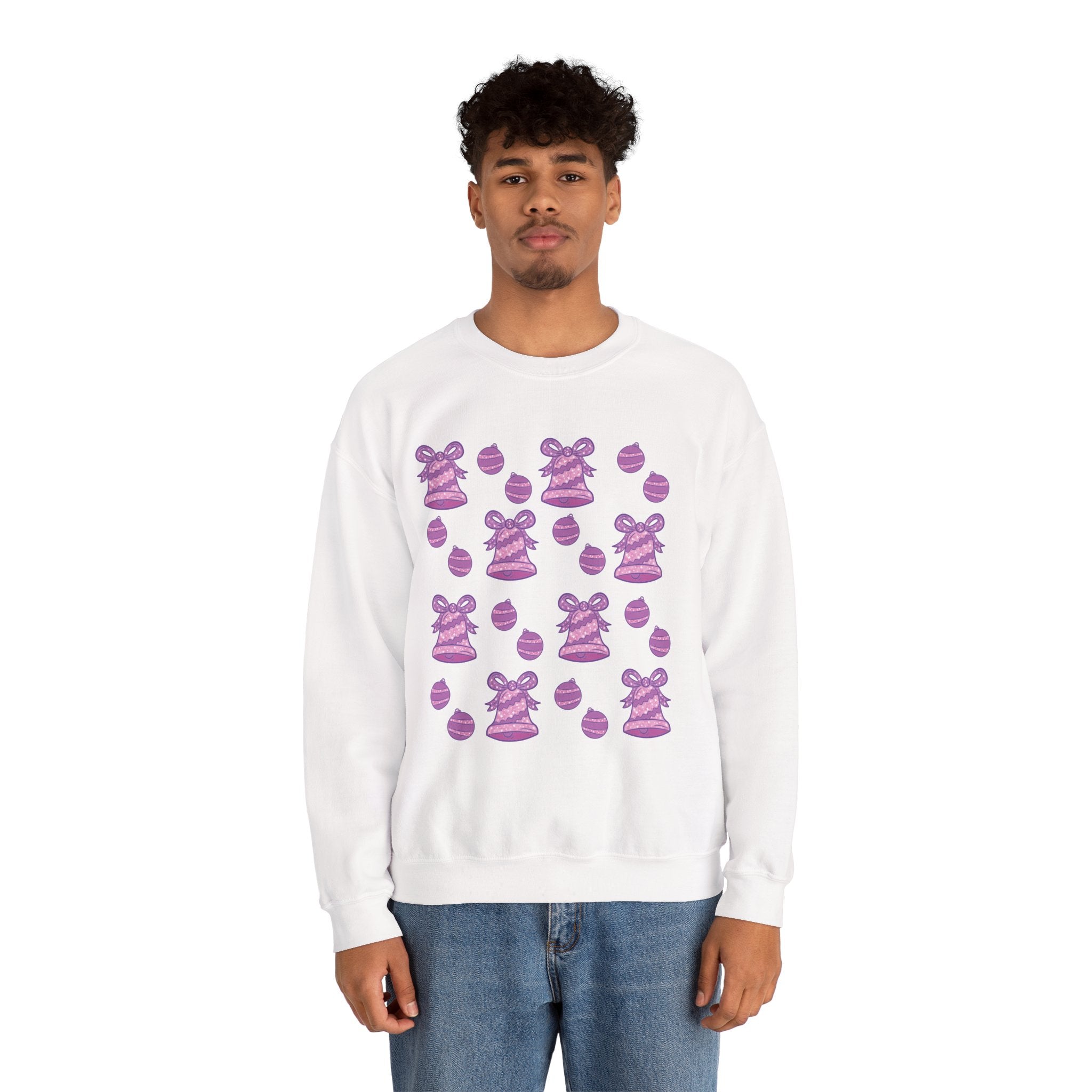 Glittery Purple-Pink Holiday Pattern Crewneck Sweatshirt