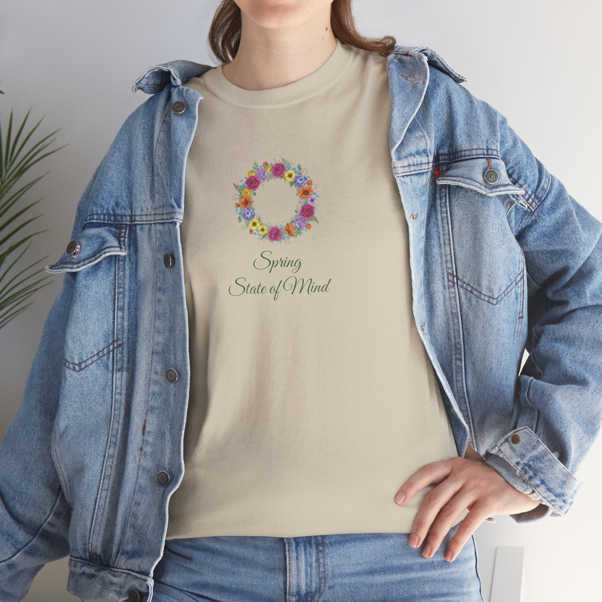 ''Spring State of Mind'' T-Shirt - Floral Wreath Spring Tee