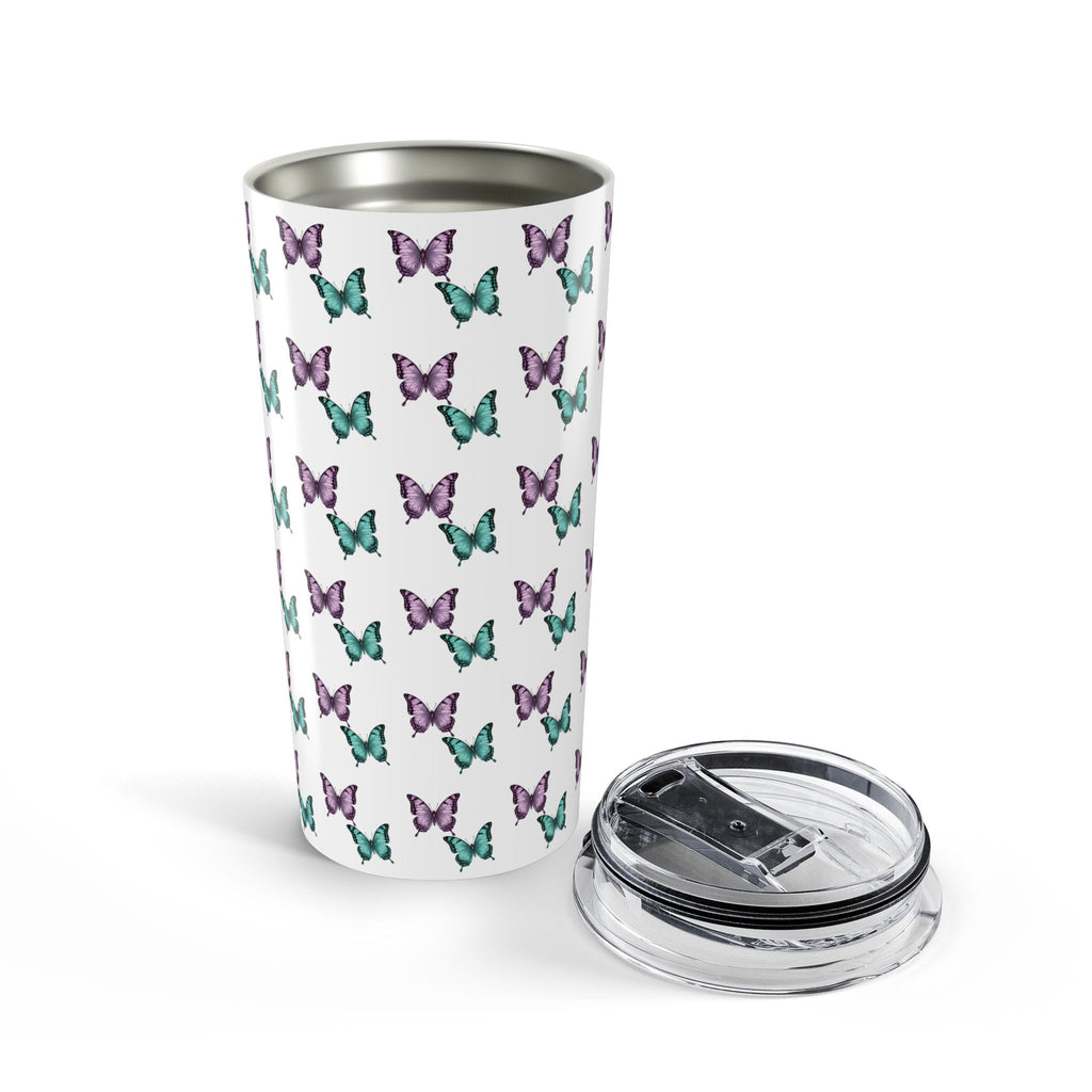 Butterfly Pattern Tumbler – Purple & Turquoise Spring Travel Cup