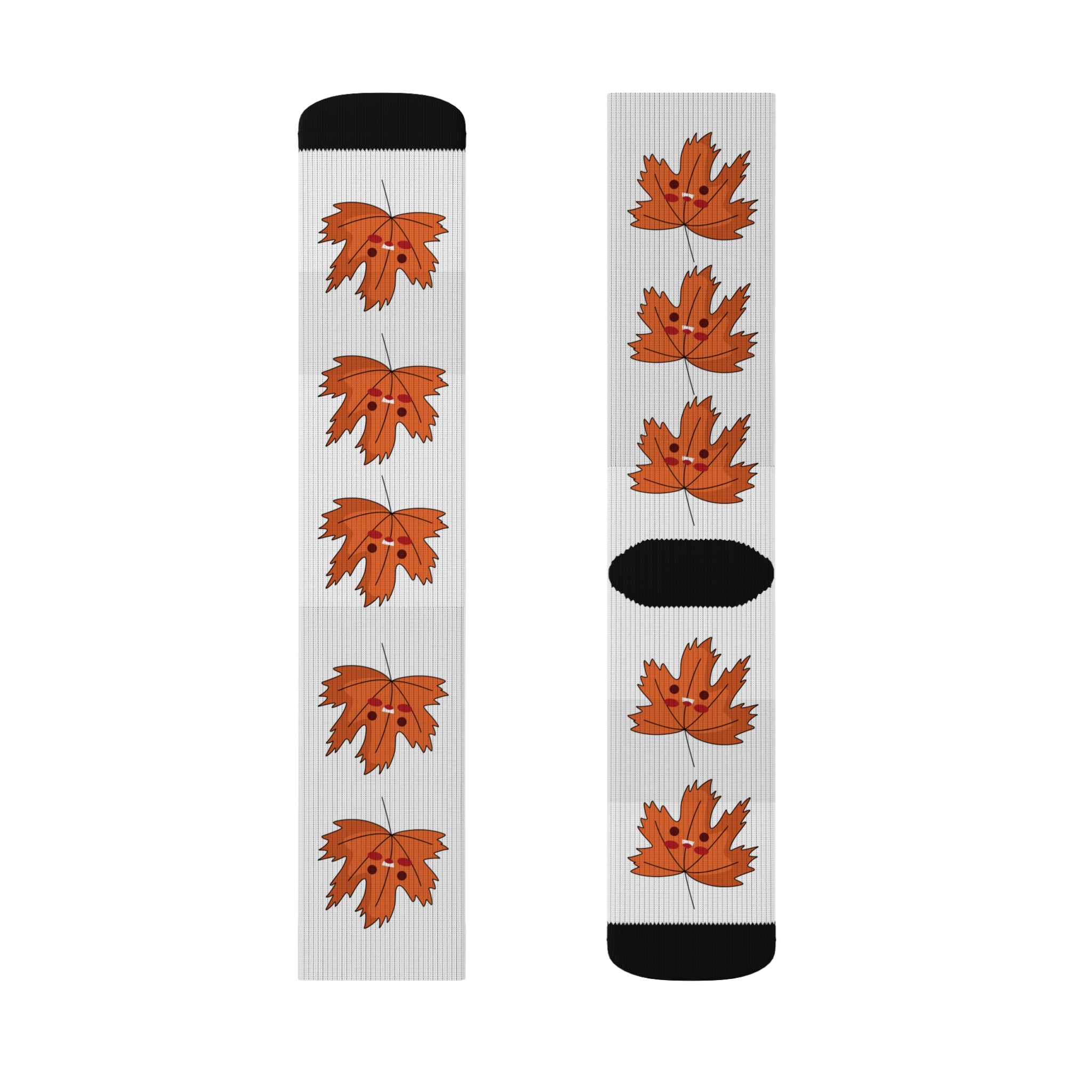 Cute Autumn Leaf Sublimation Socks- White