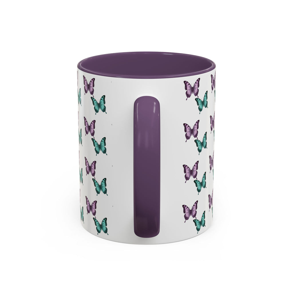 Butterfly Pattern Coffee Mug —  Purple & Turquoise Spring Ceramic Mug (11/15oz)