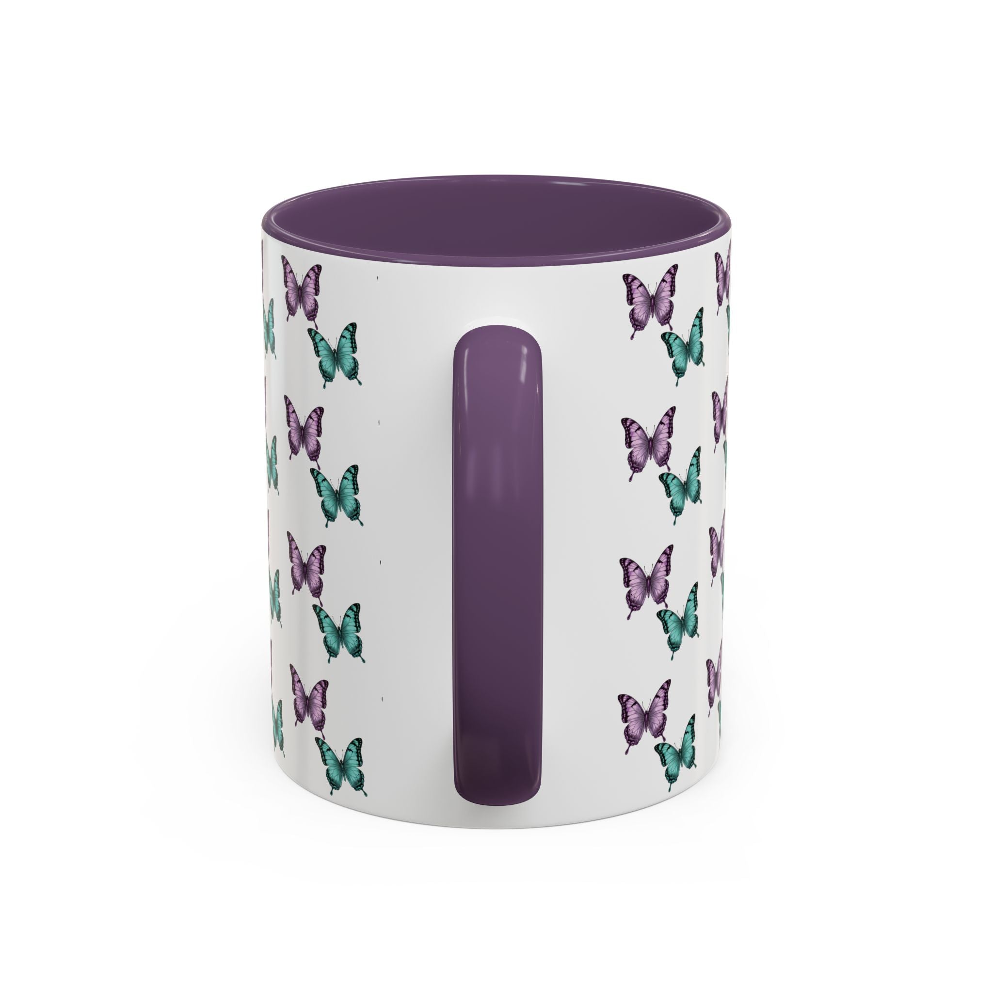 Butterfly Pattern Coffee Mug —  Purple & Turquoise Spring Ceramic Mug (11/15oz)