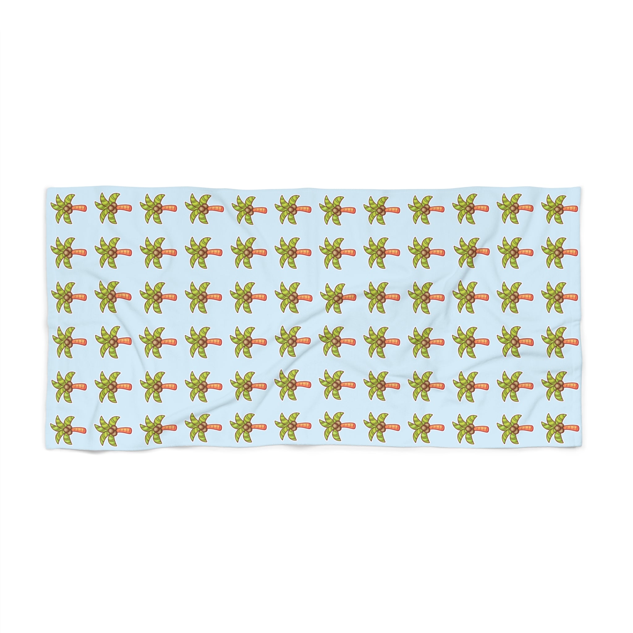 Coconut Palm Pattern Beach Towel — Tropical Summer Pool & Beach Towel - Light Blue