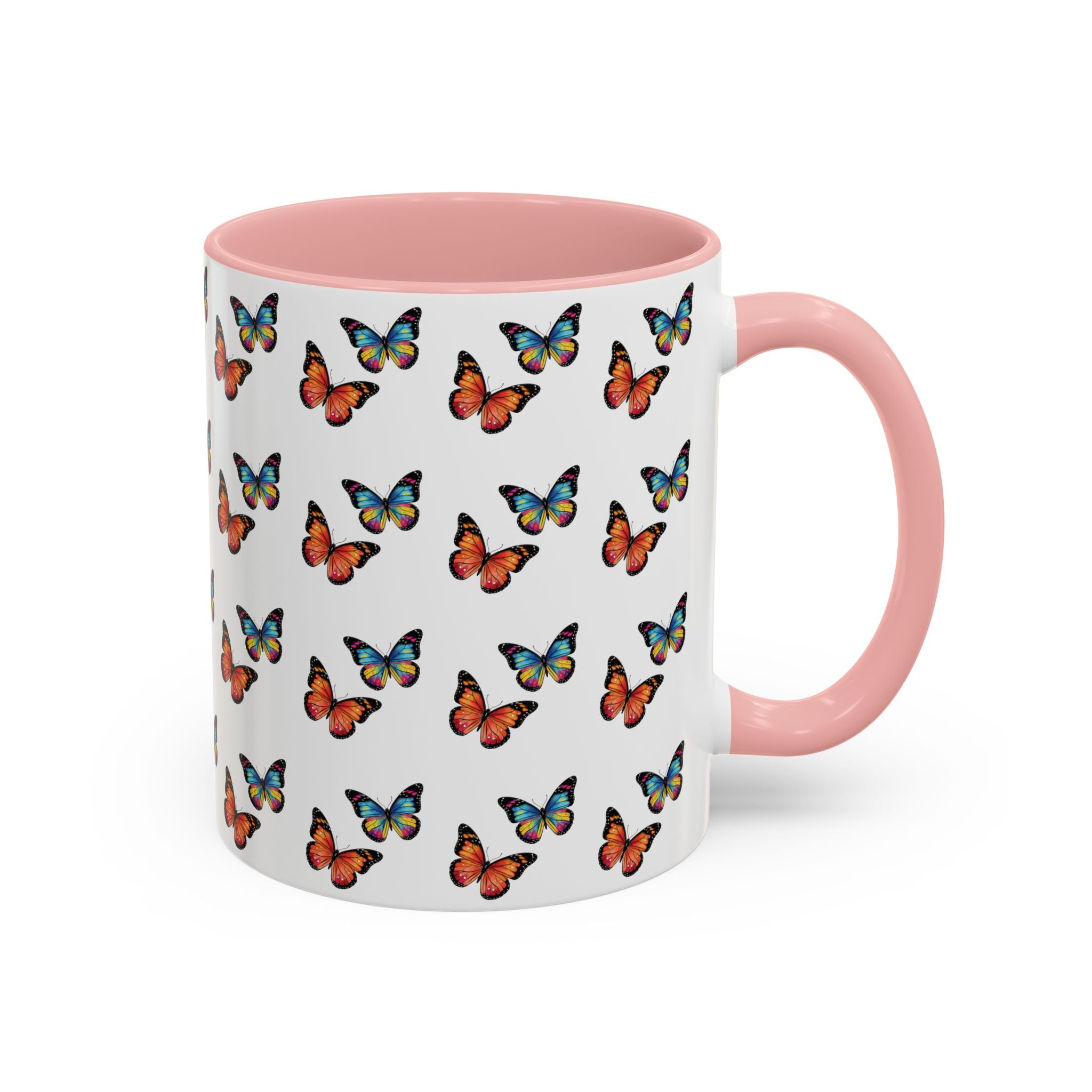Butterfly Pattern Coffee Mug — Colorful Sunset Butterflies, 11/15oz