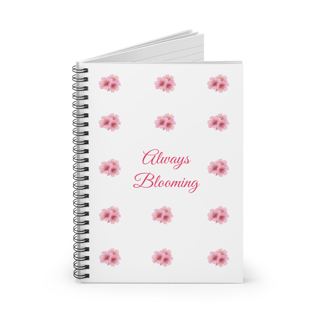 Always Blooming Floral Spiral Notebook — Pink Flower Ruled Journal
