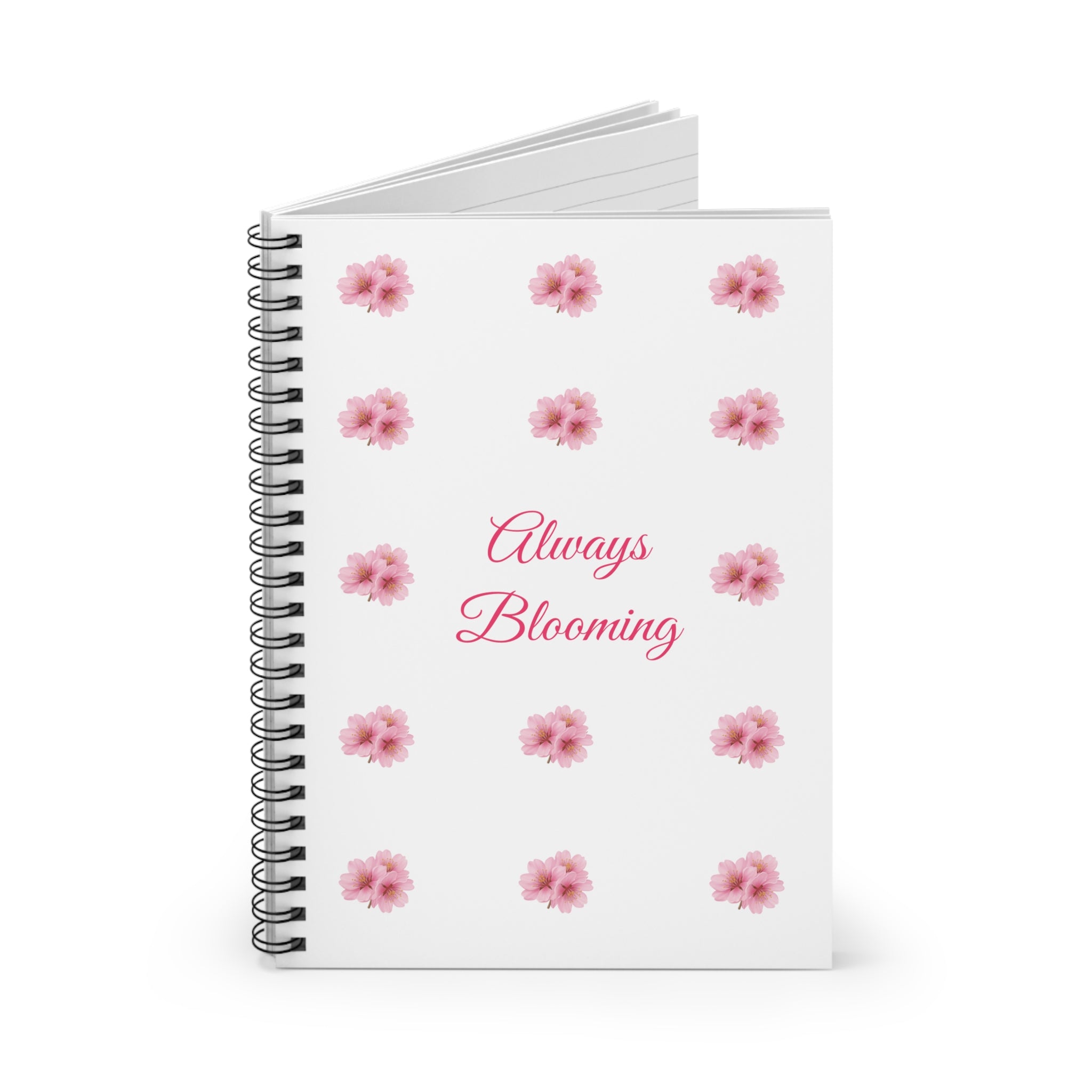 Always Blooming Floral Spiral Notebook — Pink Flower Ruled Journal