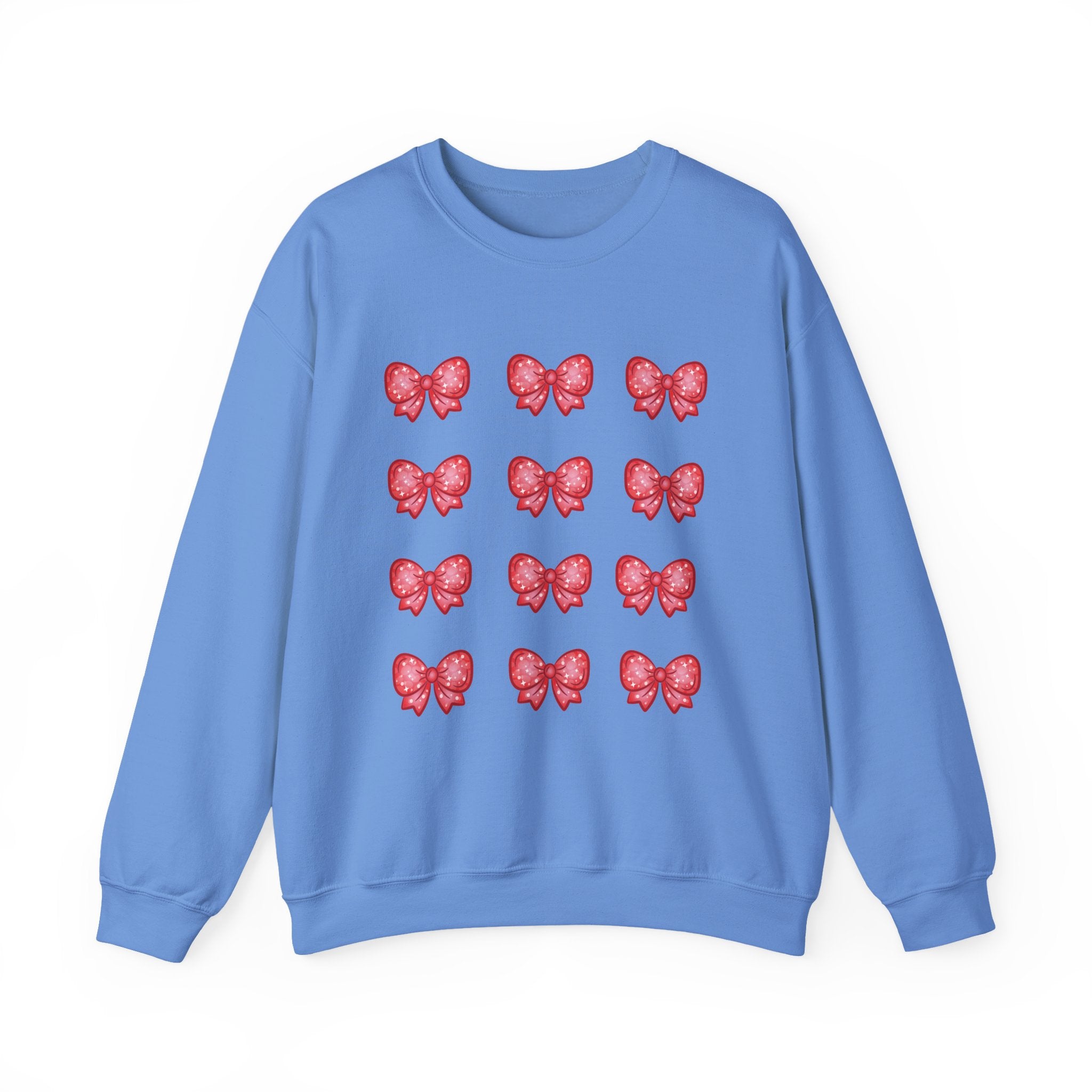 Glittery Red Bow Pattern Crewneck Sweatshirt