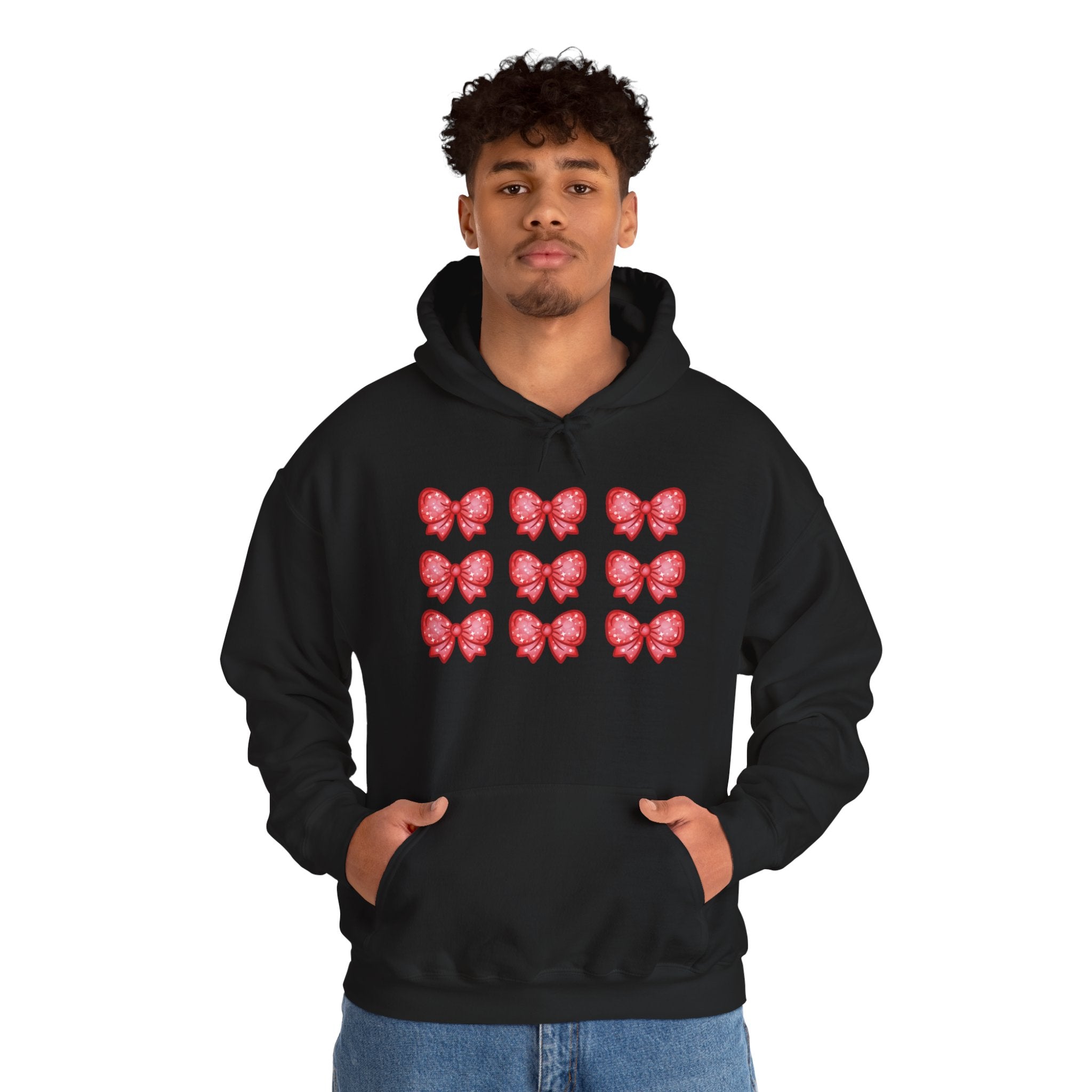 Glittery Red Bow Pattern Hoodie