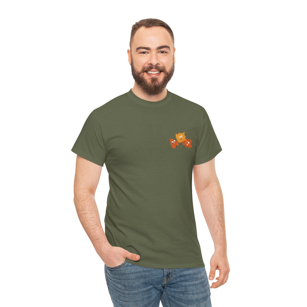 Smiley Autumn Leaves Unisex Heavy Cotton Tee