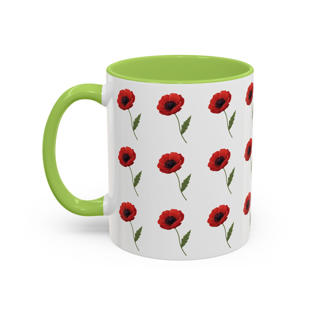 Poppy Pattern Coffee Mug — Red Floral Ceramic 11/15oz