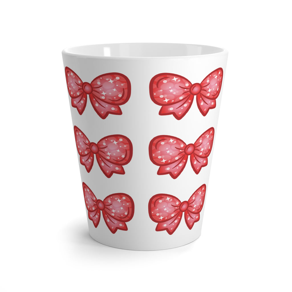 Glittery Red Bow Pattern Latte Mug