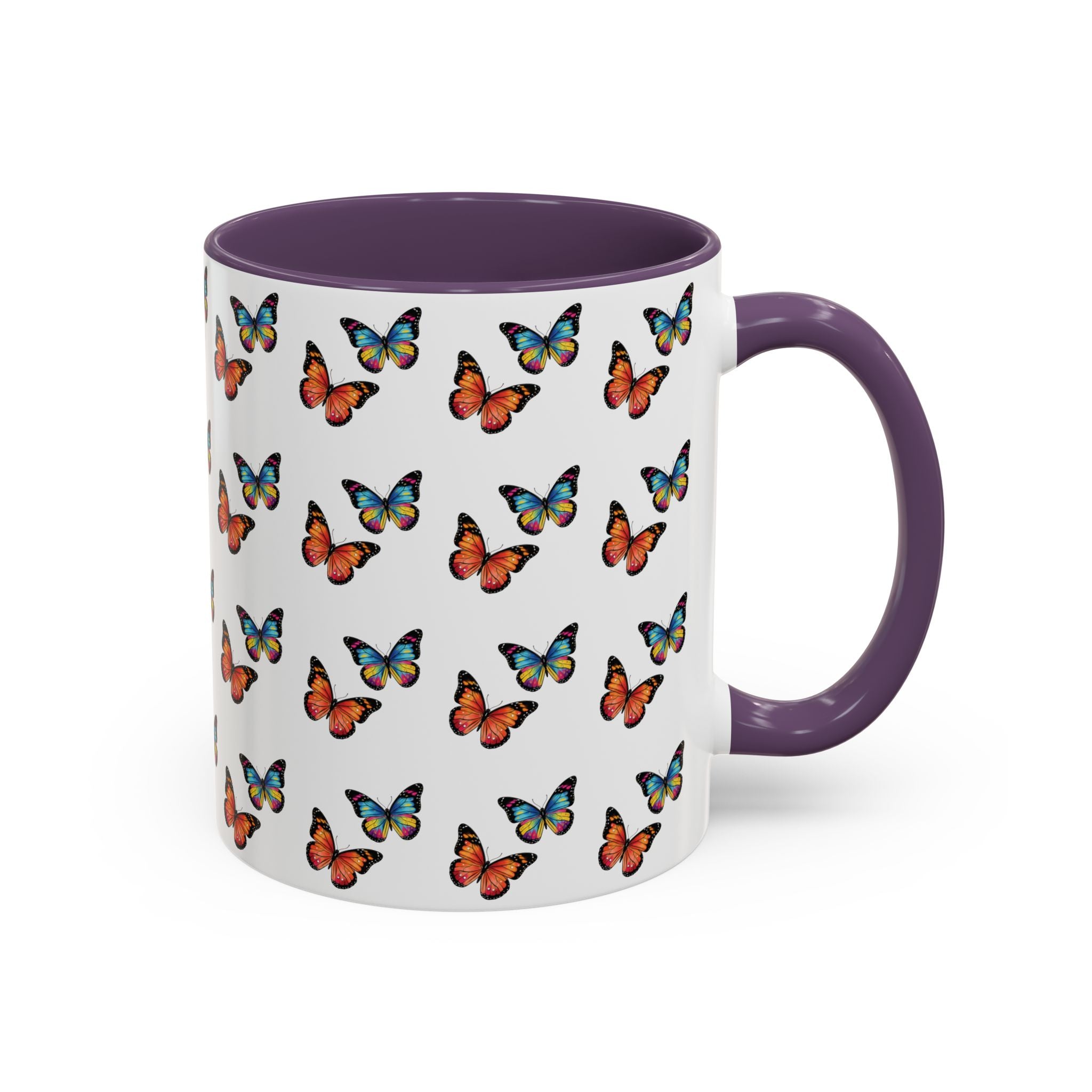 Butterfly Pattern Coffee Mug — Colorful Sunset Butterflies, 11/15oz