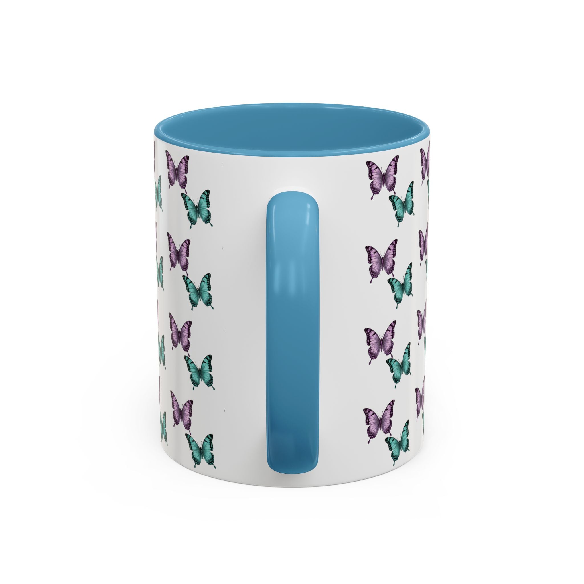 Butterfly Pattern Coffee Mug —  Purple & Turquoise Spring Ceramic Mug (11/15oz)