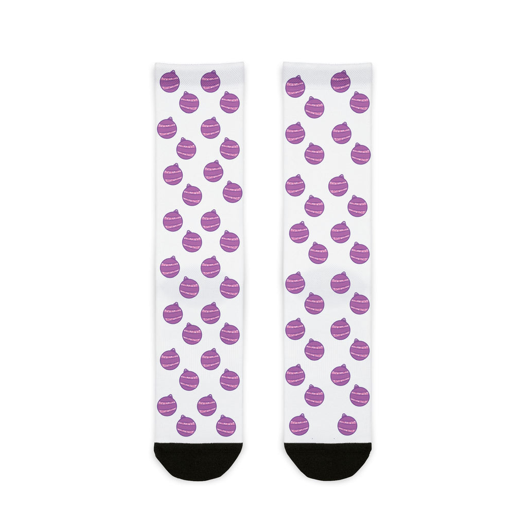 Glittery Purple Ornaments Crew Socks