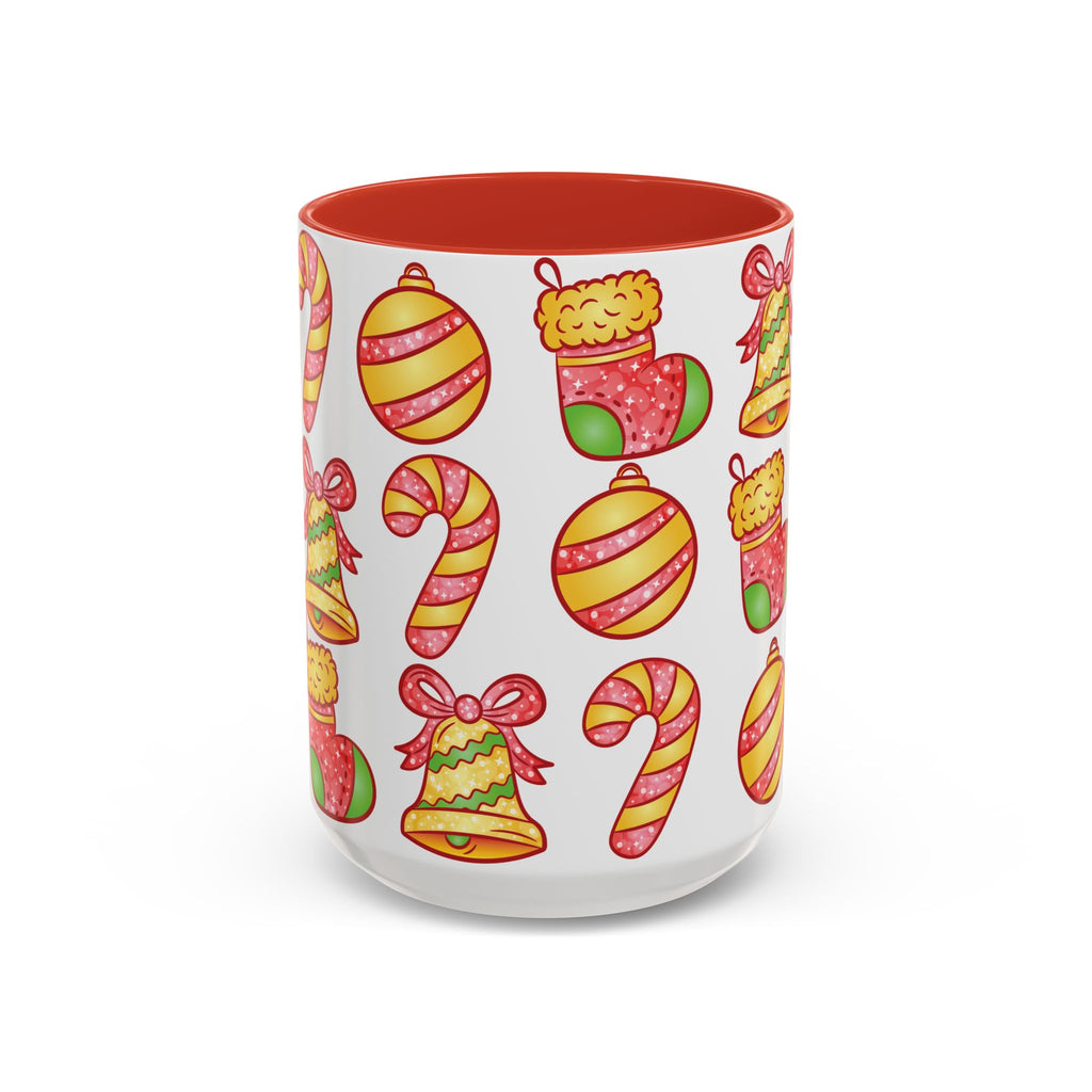 Christmas Pattern Accent Coffee Mug  (11/15oz)