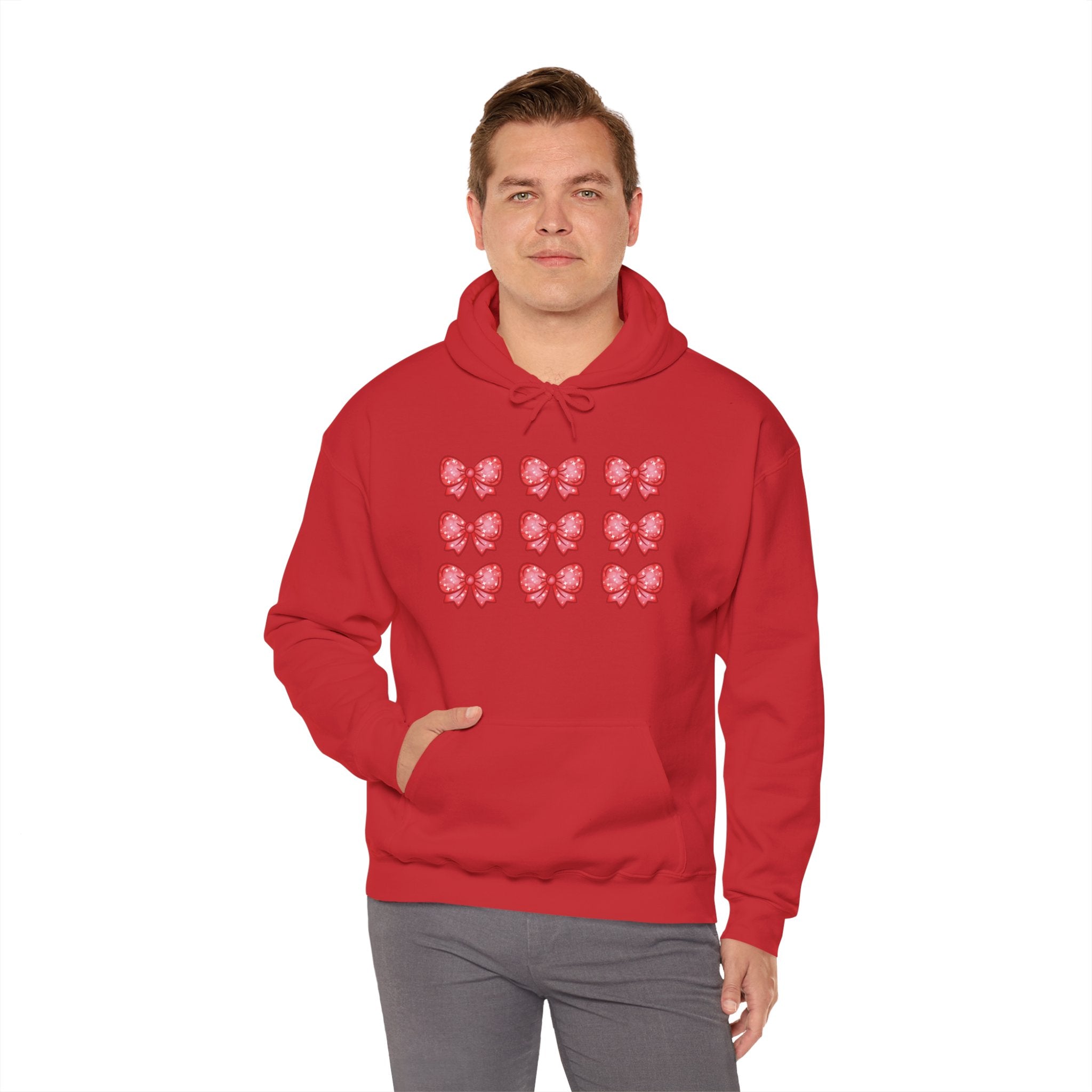 Glittery Red Bow Pattern Hoodie