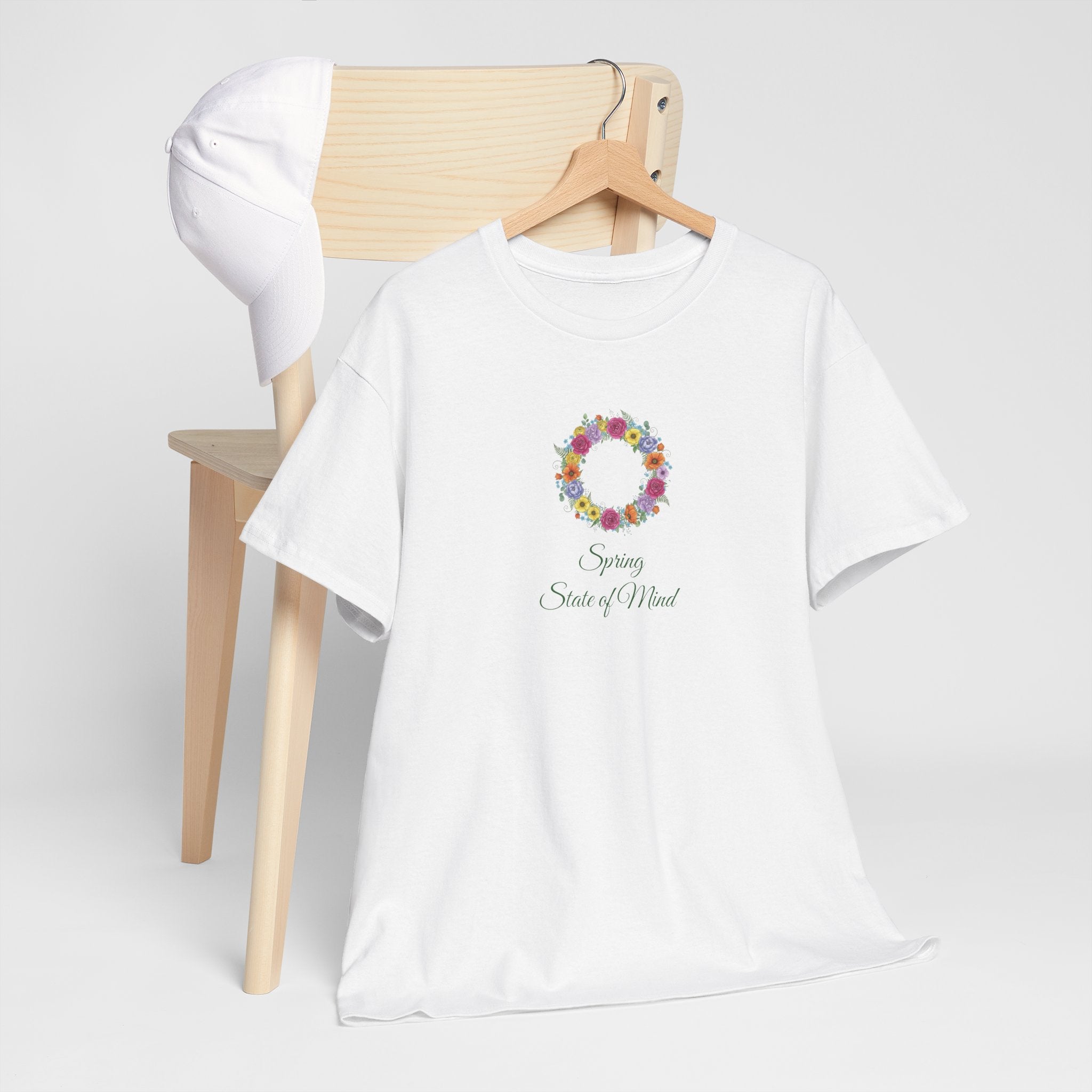''Spring State of Mind'' T-Shirt - Floral Wreath Spring Tee