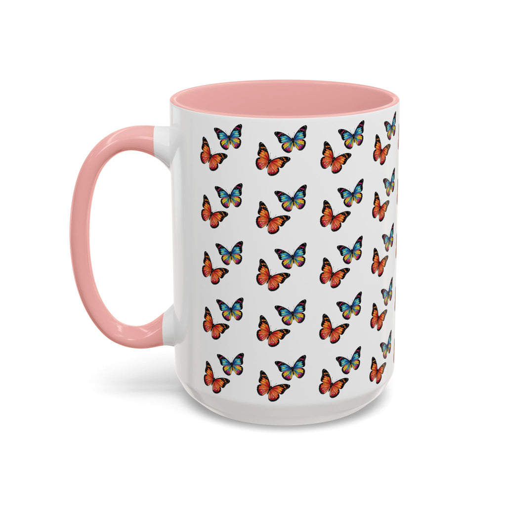 Butterfly Pattern Coffee Mug — Colorful Sunset Butterflies, 11/15oz