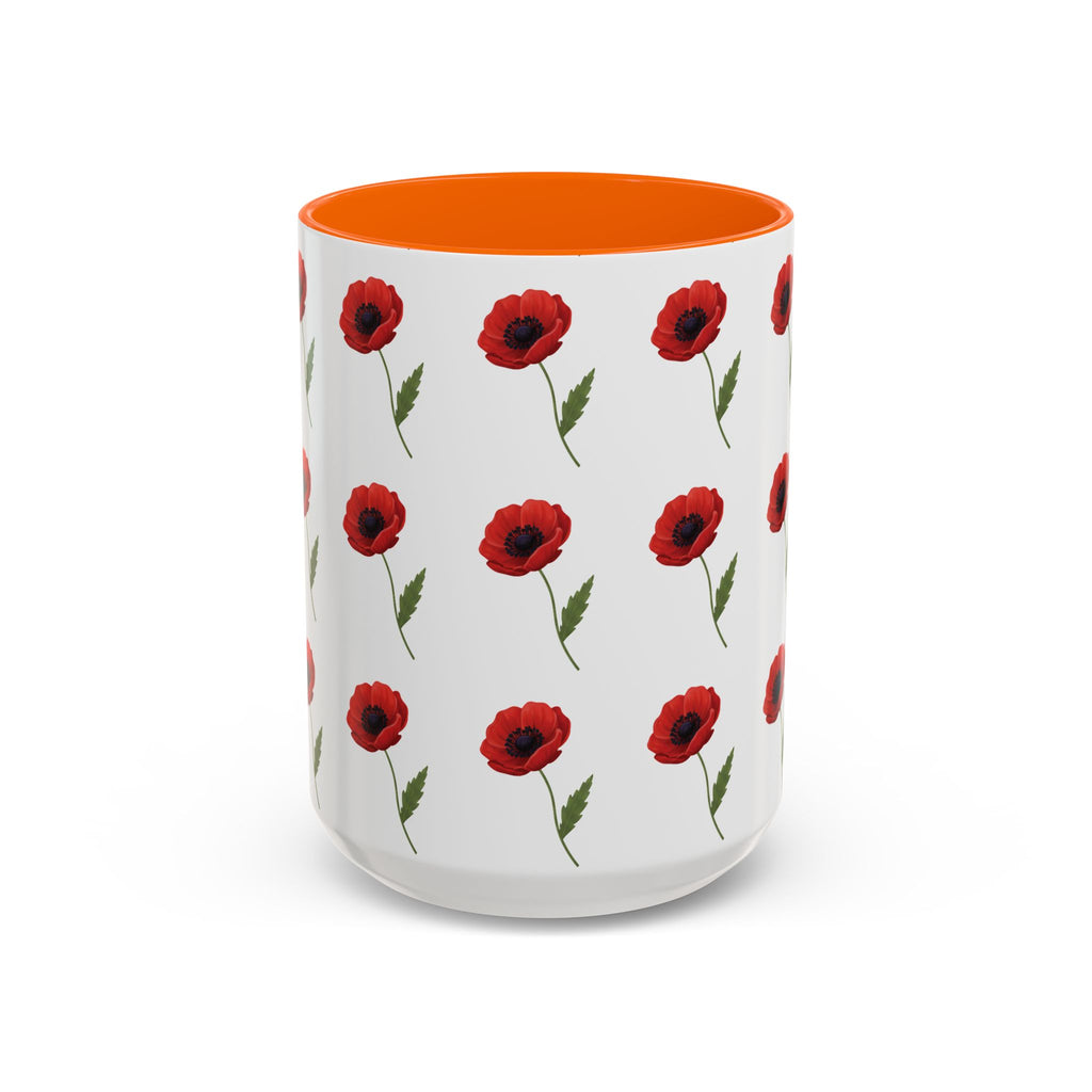 Poppy Pattern Coffee Mug — Red Floral Ceramic 11/15oz
