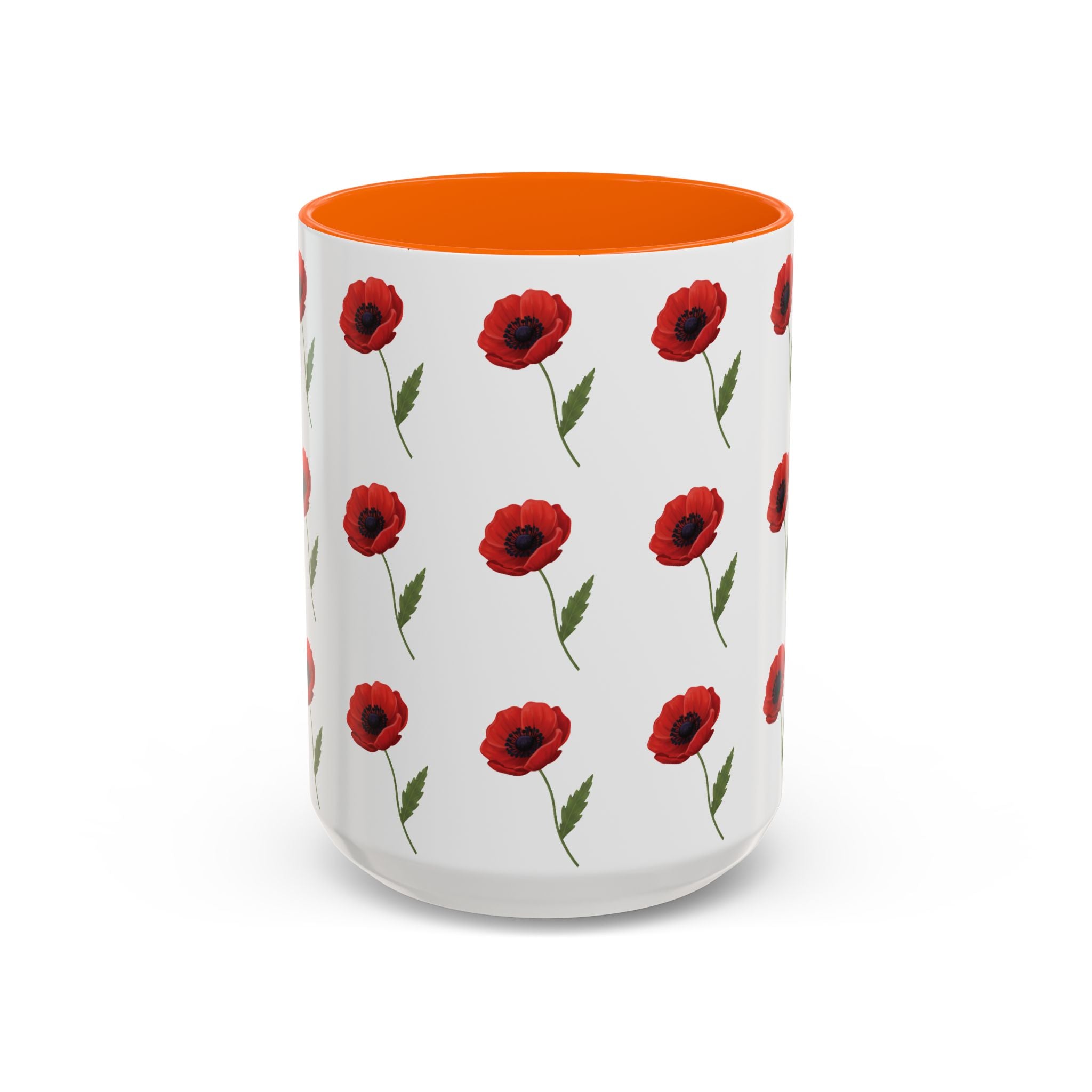 Poppy Pattern Coffee Mug — Red Floral Ceramic 11/15oz