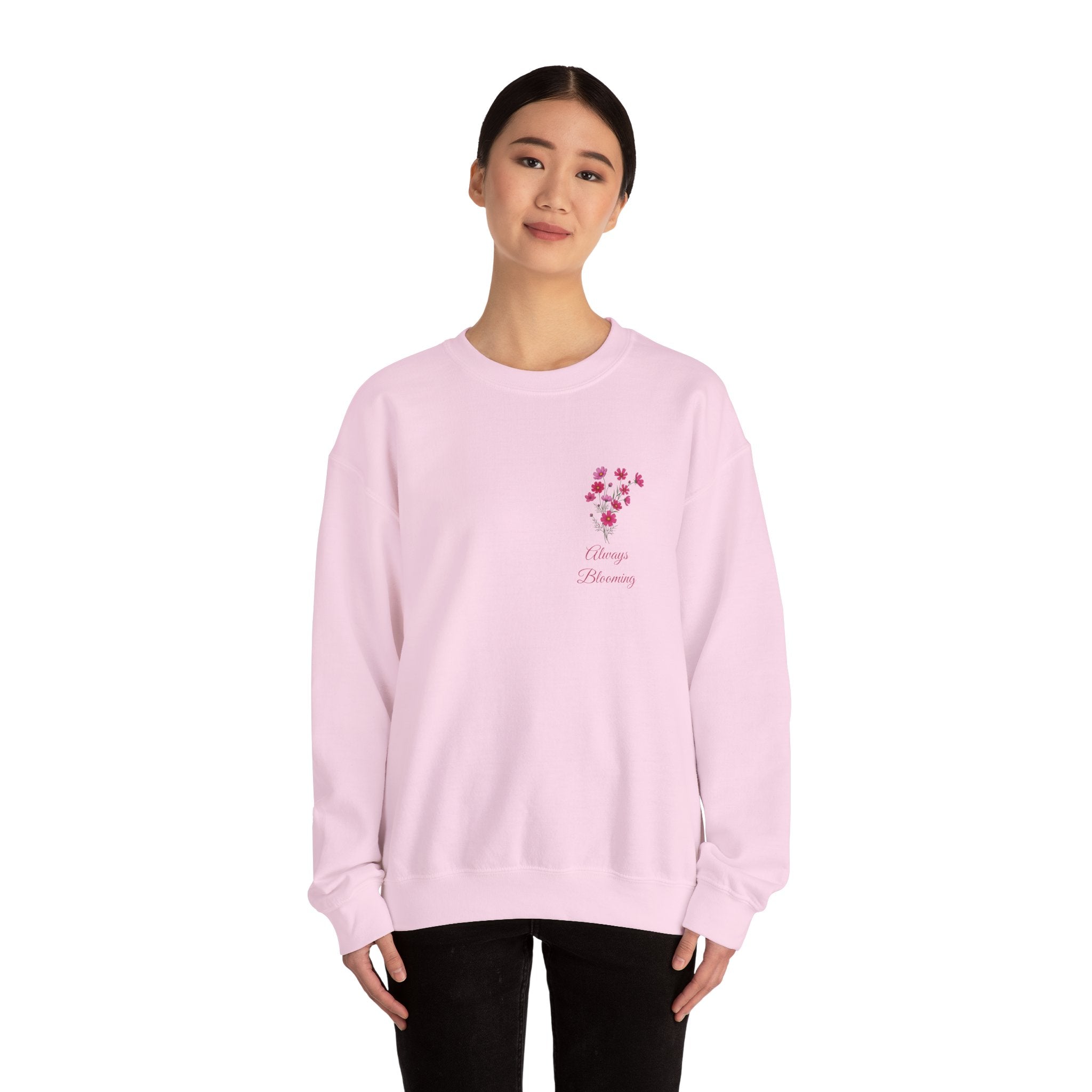 'Always Blooming' Sweatshirt —  Pink Blossom Design Crewneck Sweathsirt