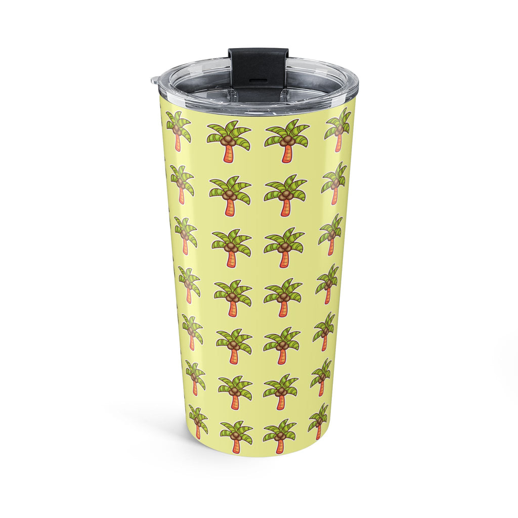 Palm Tree Pattern Tumbler — Tropical Travel Coffee Cup - Tropical Yellow