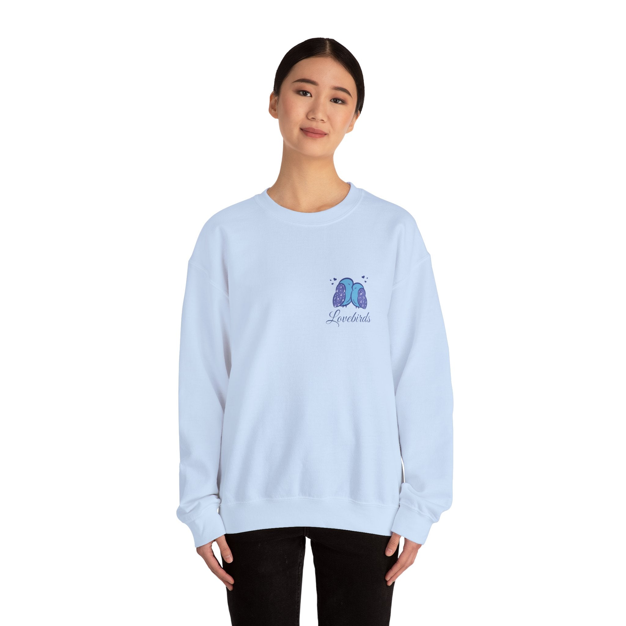 ''Lovebirds'' Sweatshirt — Cute Blue Lovebirds Crewneck Sweatshirt