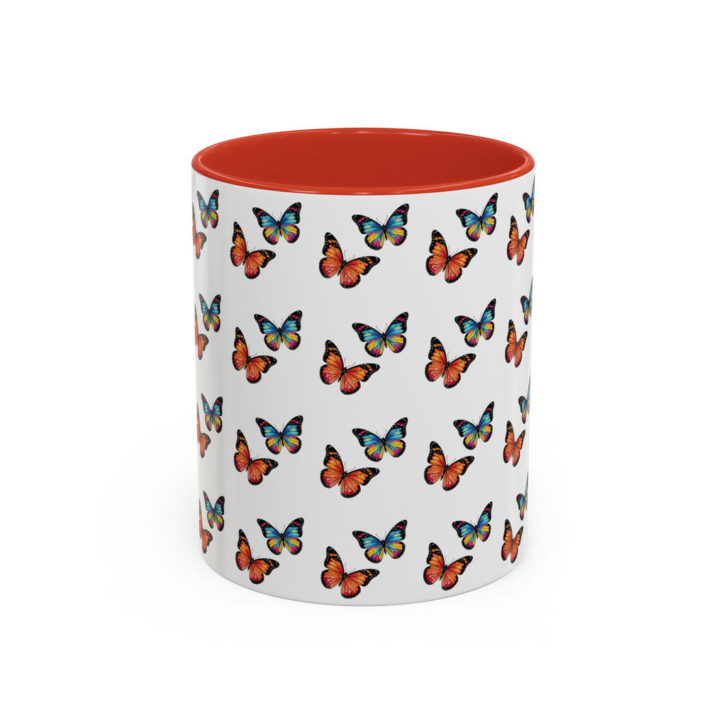 Butterfly Pattern Coffee Mug — Colorful Sunset Butterflies, 11/15oz