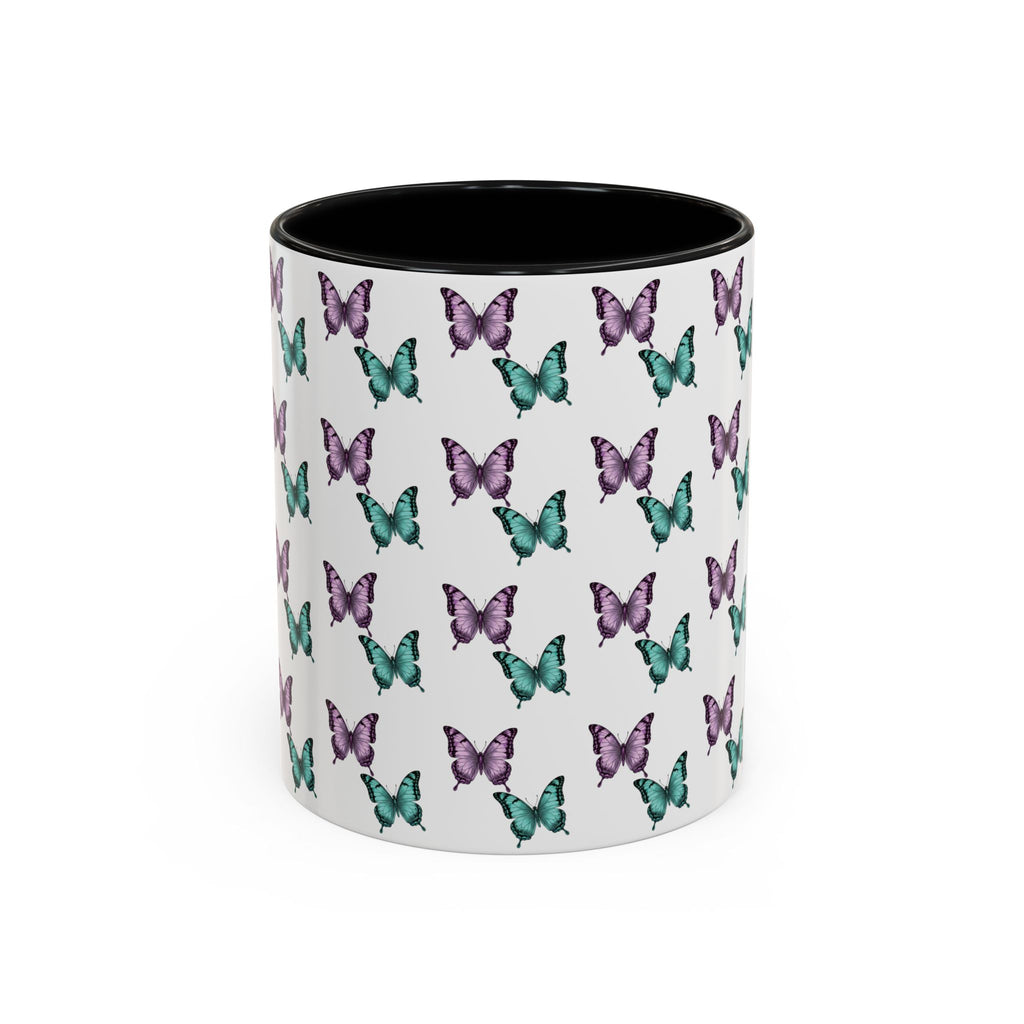 Butterfly Pattern Coffee Mug —  Purple & Turquoise Spring Ceramic Mug (11/15oz)