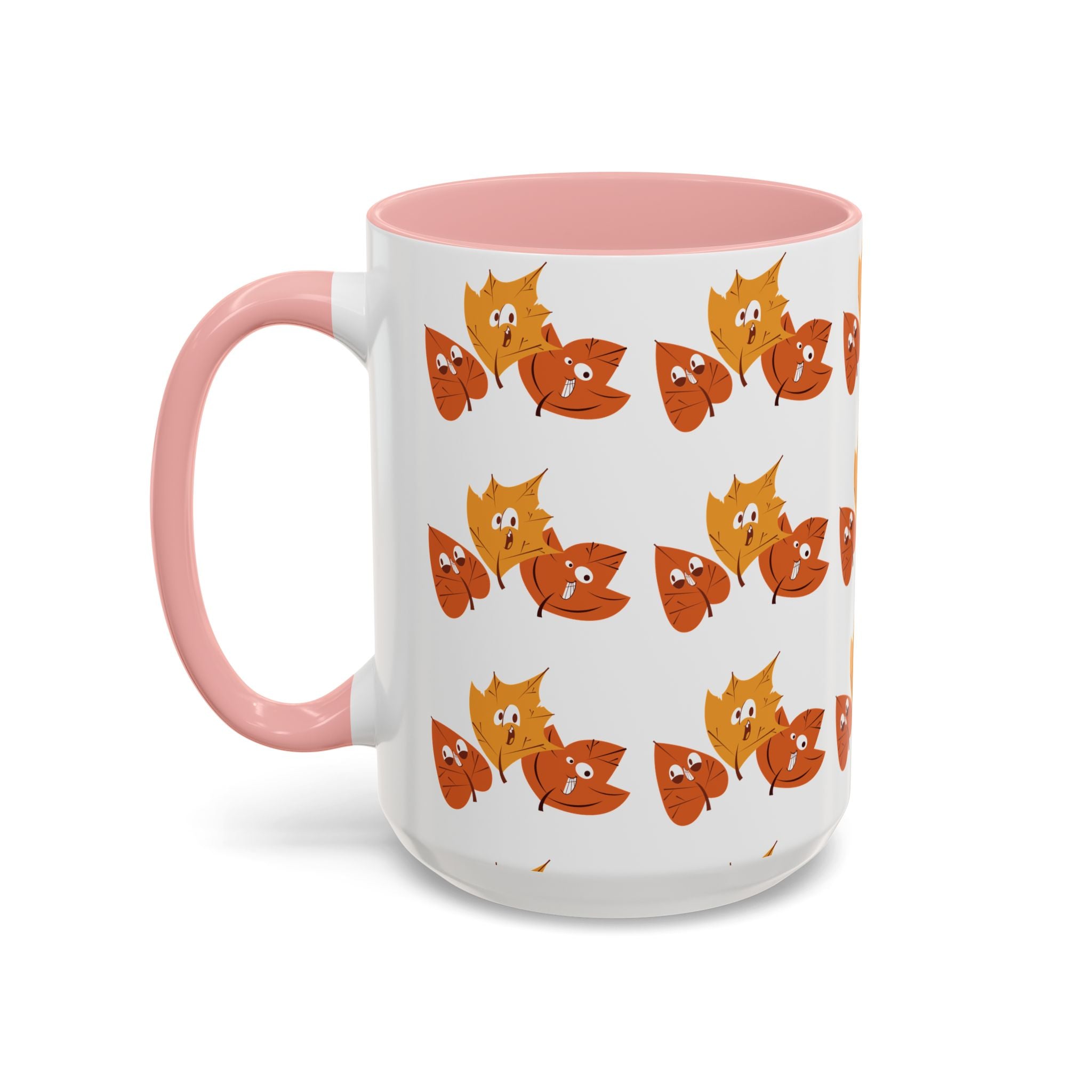 Smiley Autumn Leaves Accent Coffee Mug (11, 15oz)