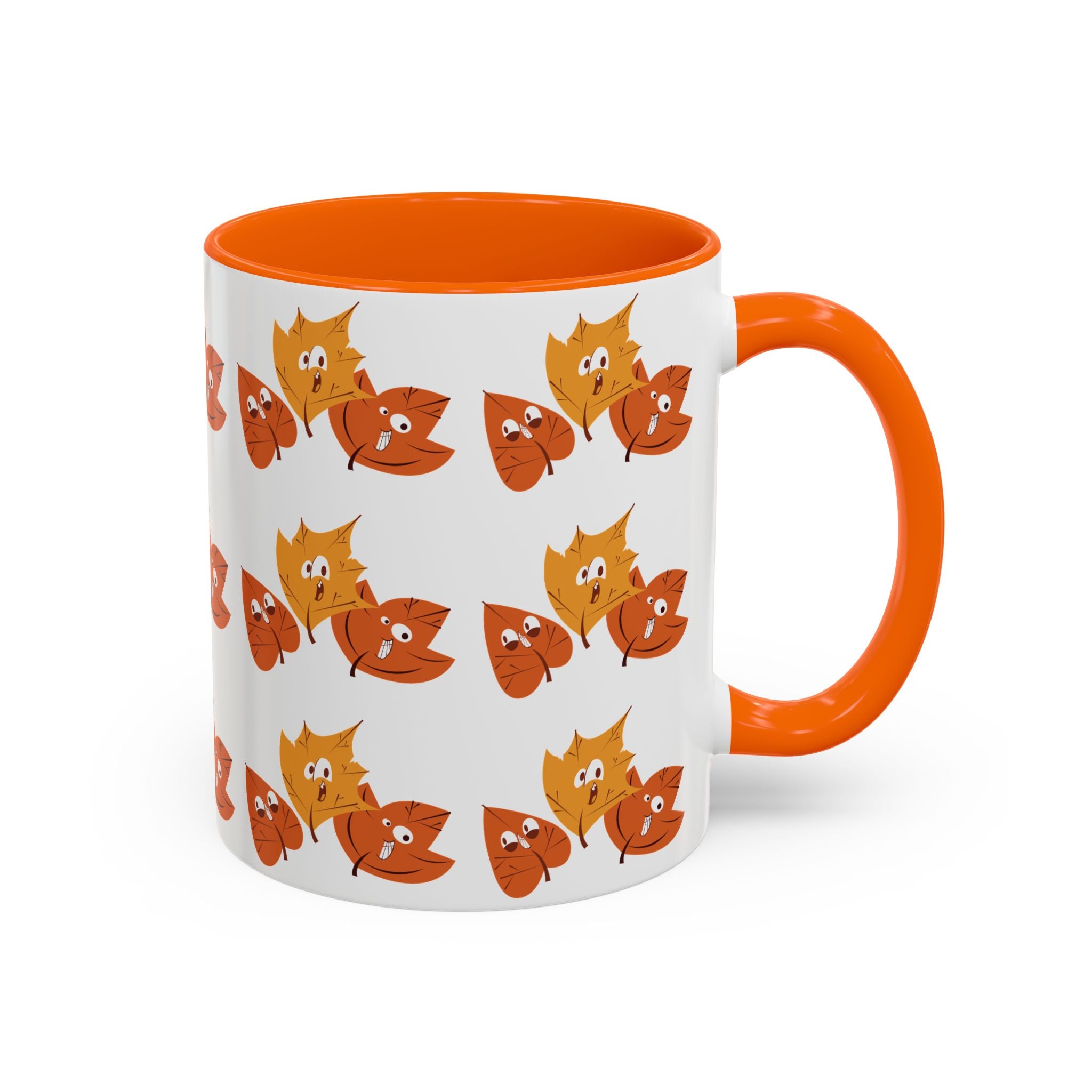 Smiley Autumn Leaves Accent Coffee Mug (11, 15oz)