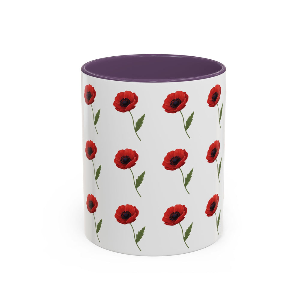 Poppy Pattern Coffee Mug — Red Floral Ceramic 11/15oz