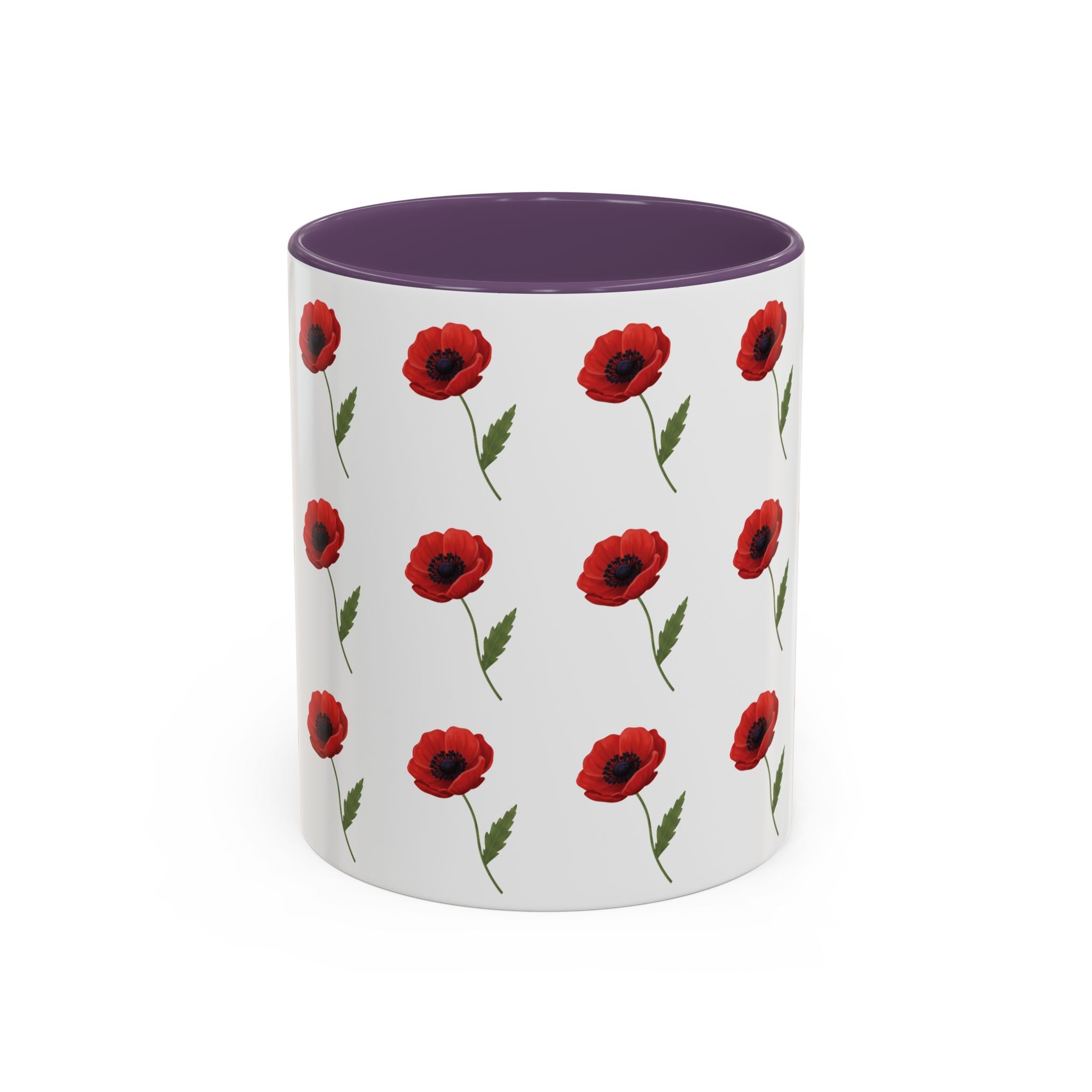 Poppy Pattern Coffee Mug — Red Floral Ceramic 11/15oz