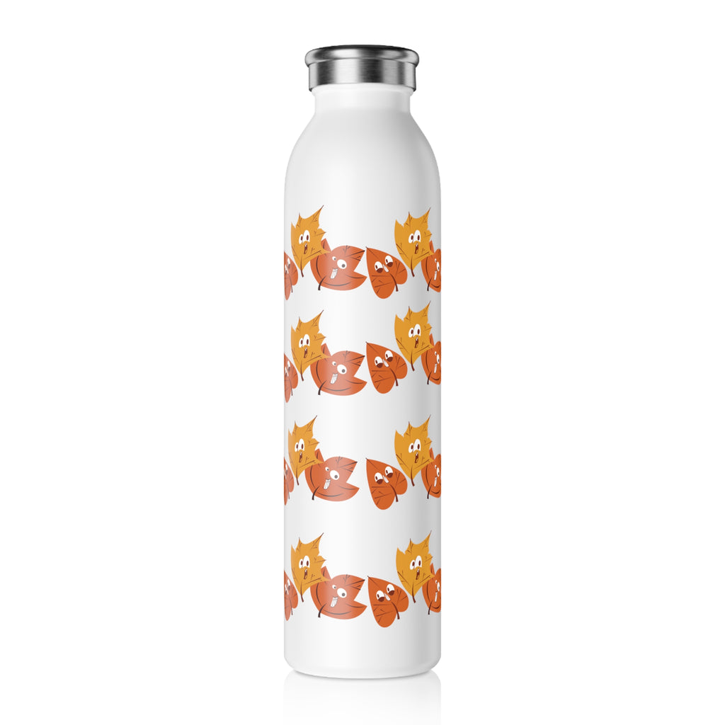 Smiley Autumn Leaves Slim Water Bottle