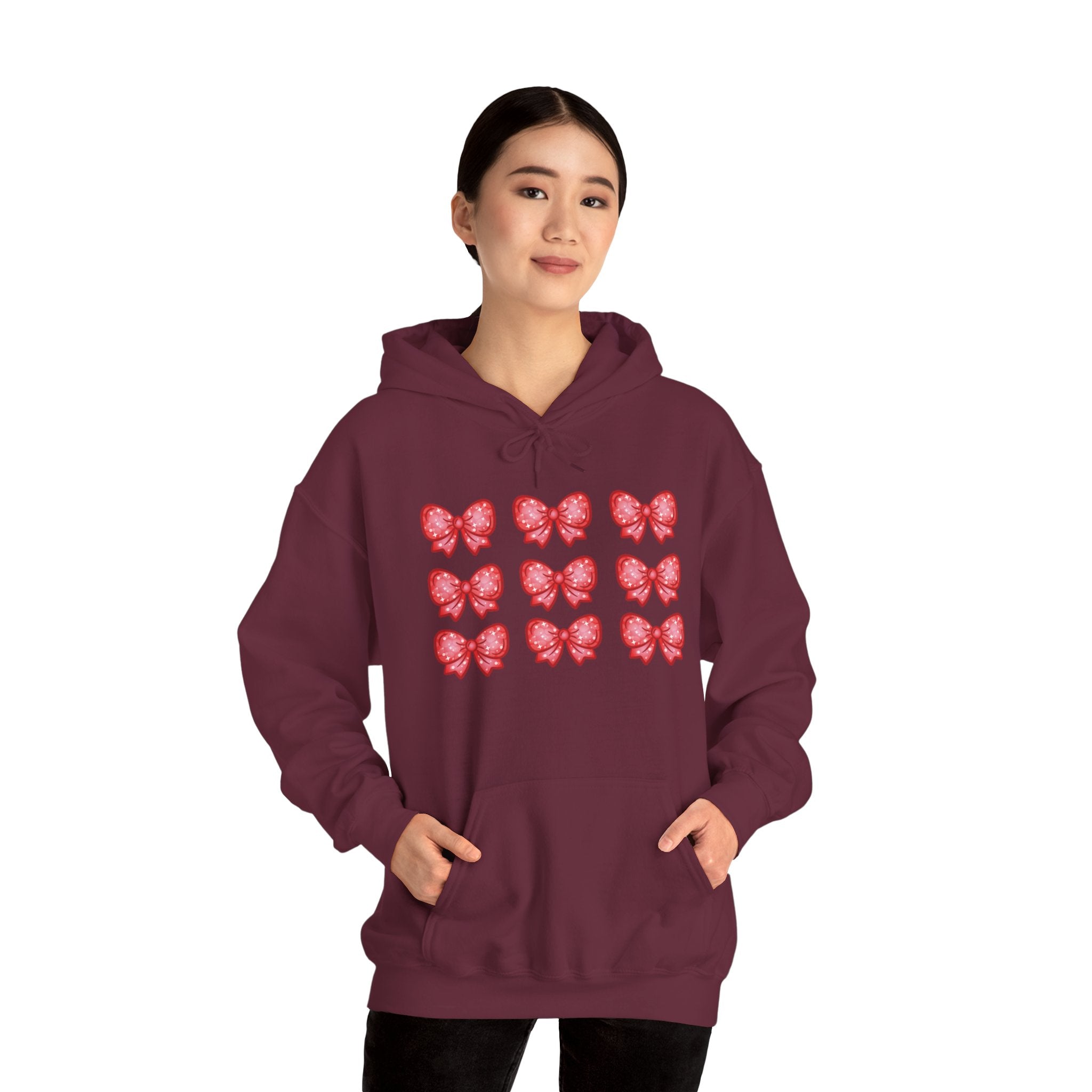 Glittery Red Bow Pattern Hoodie