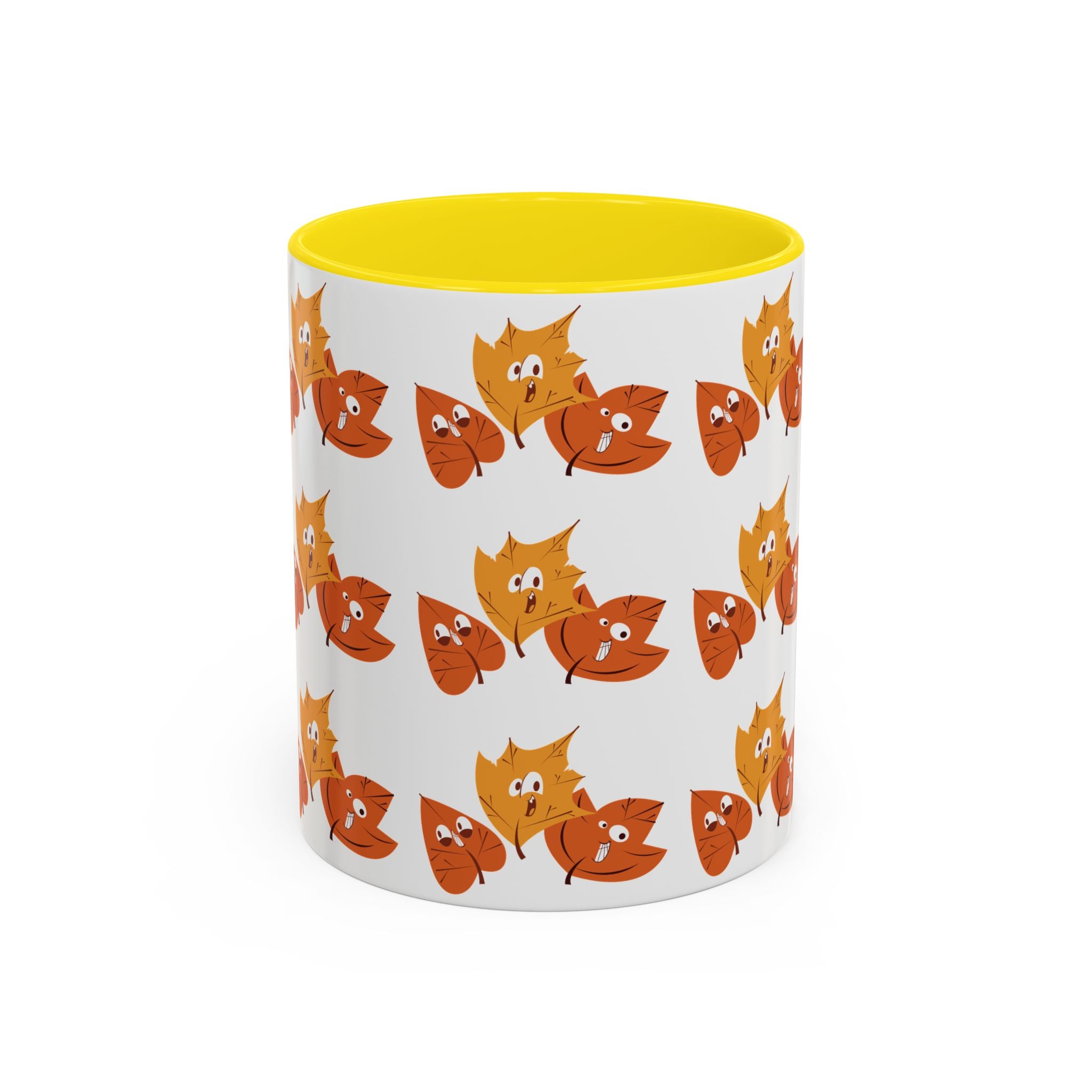 Smiley Autumn Leaves Accent Coffee Mug (11, 15oz)